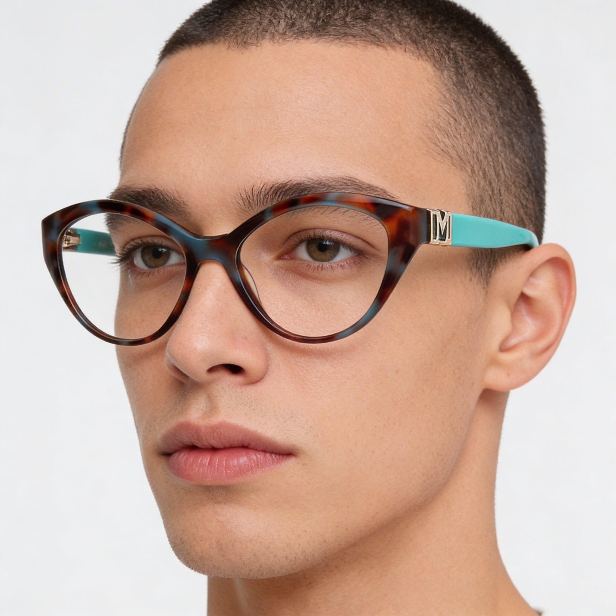 Guess by Marciano Gm50004 Men's Clear Polycarbonate Lens Plastic Turquoise Havana Sunglasses 52-16-140mm, Photo 5