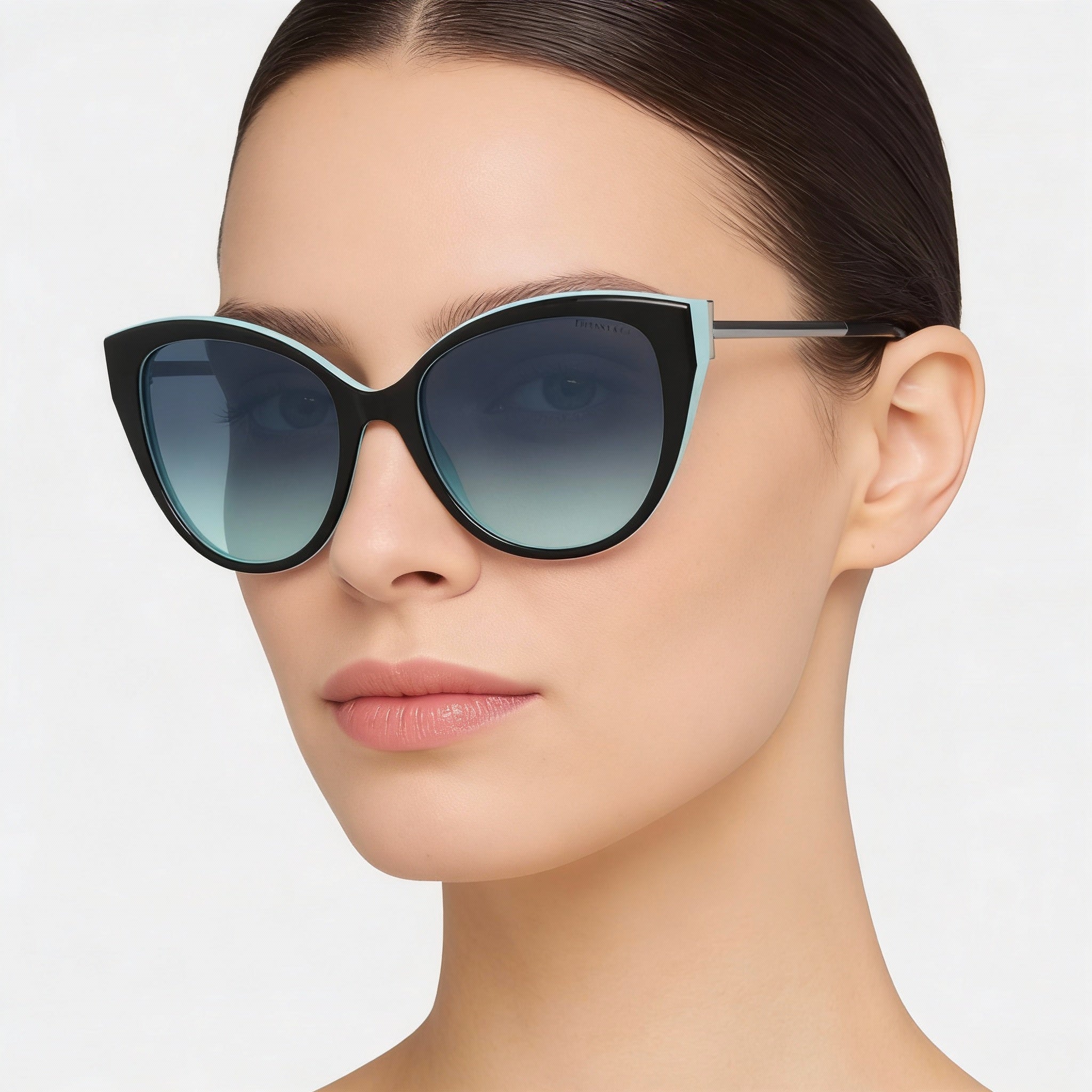 Tiffany & Co. TF 4166 Women's Plastic Cat Eye Sunglasses Black Blue Frame Blue Gradient UV400 55mm, Photo 5