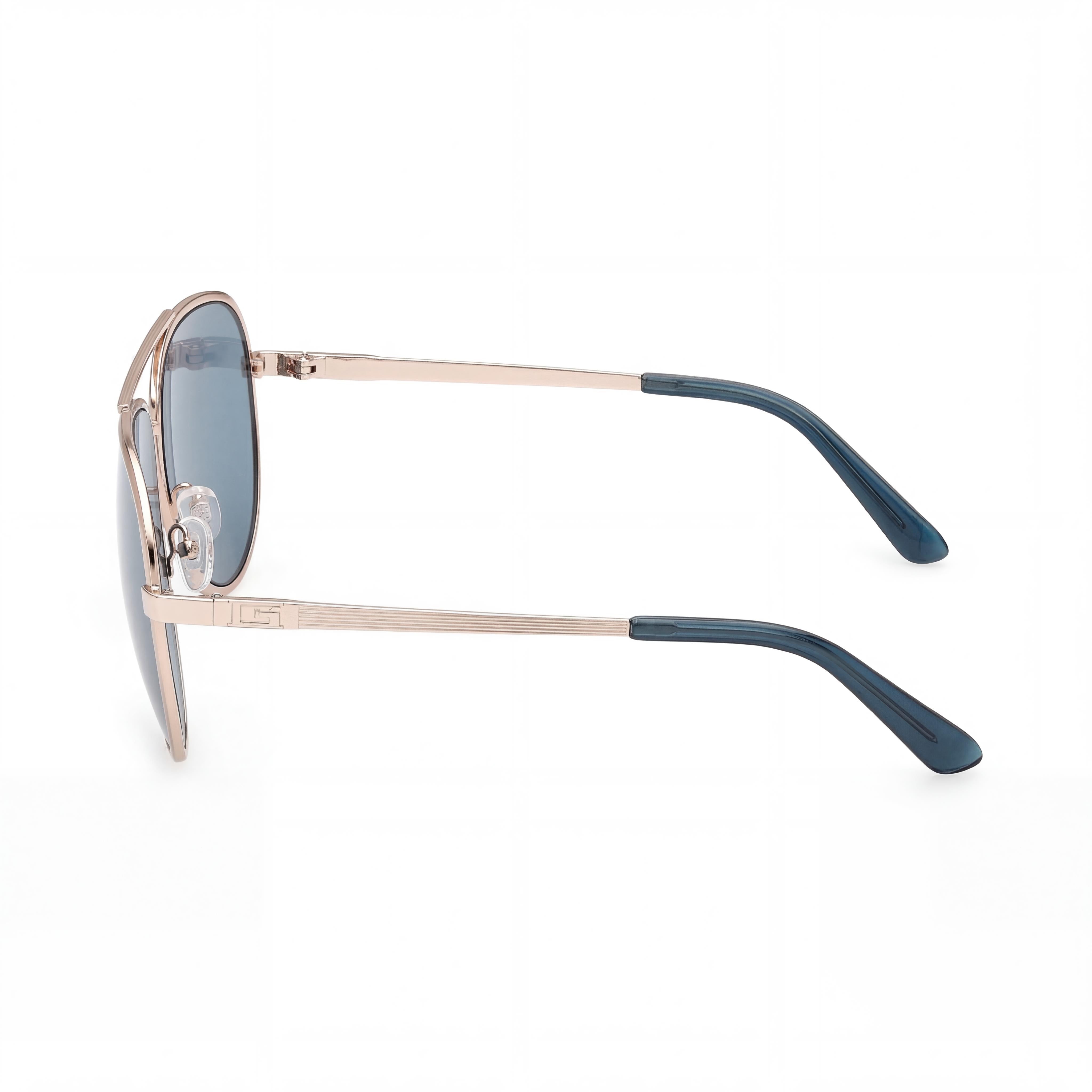 Gafas de sol Guess de aviador a rayas para mujer, montura dorada pálida, lentes azules, protección UV, 61 mm, Photo 4
