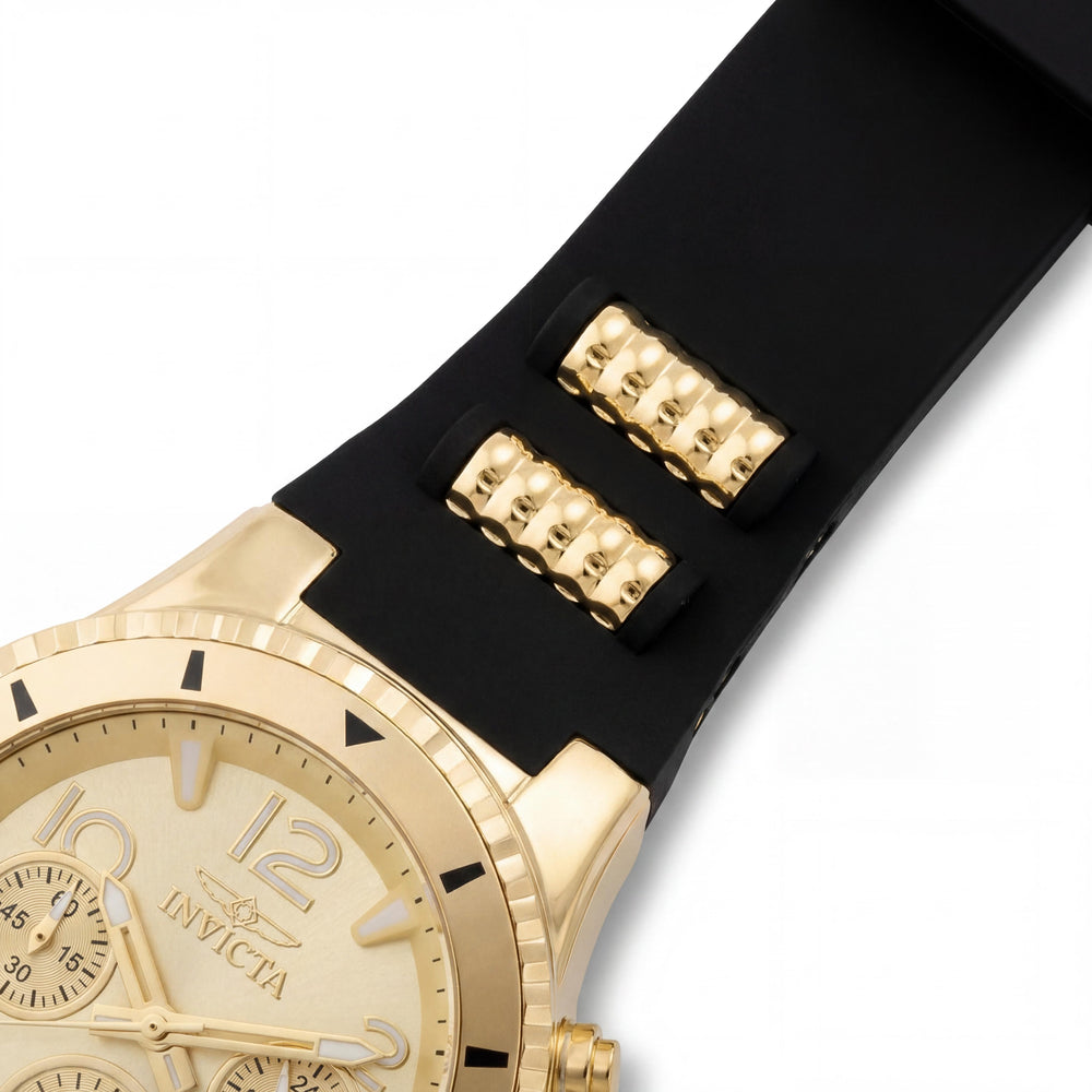 Invicta BLU 36909 Reloj Cronógrafo de Cuarzo para Mujer, Caja de Acero Inoxidable, Esfera Dorada, 39 mm