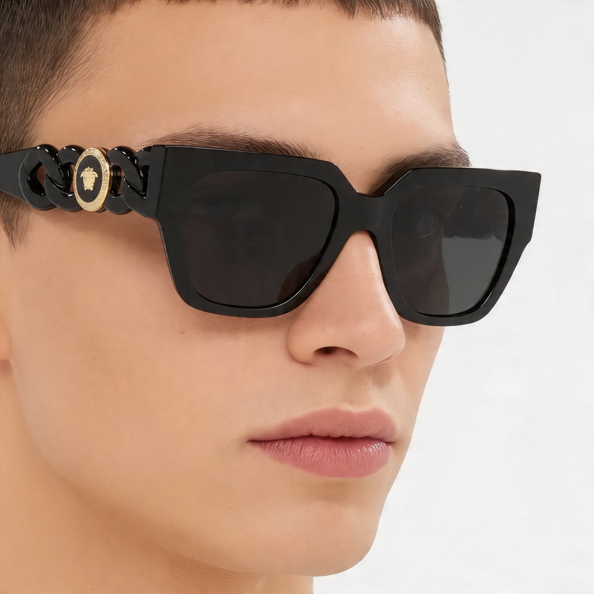 Versace VE4409 Unisex Black/Dark Grey Composite Sunglasses UV Protection Dark Grey Lenses 53mm, Photo 4