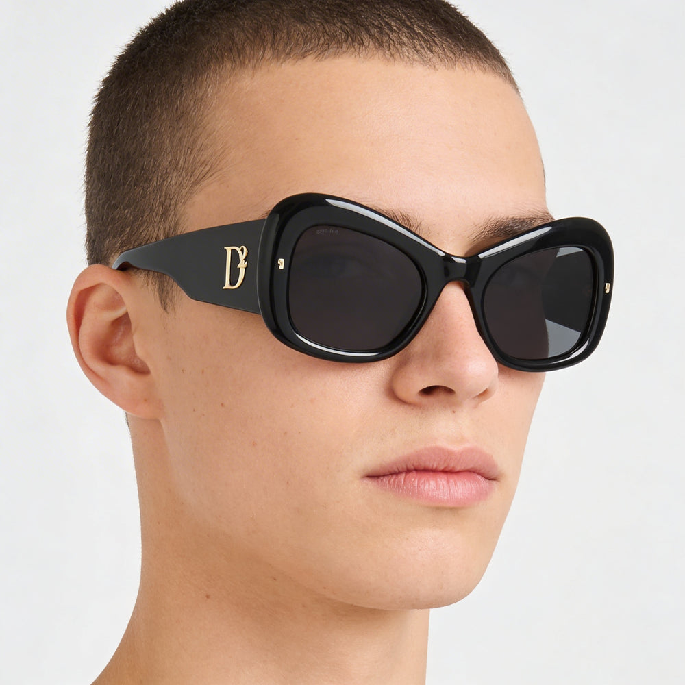 Dsquared2 Modern Unisex Acetate Non-Polarized UV Protection Sunglasses Black Gold 54-25-140