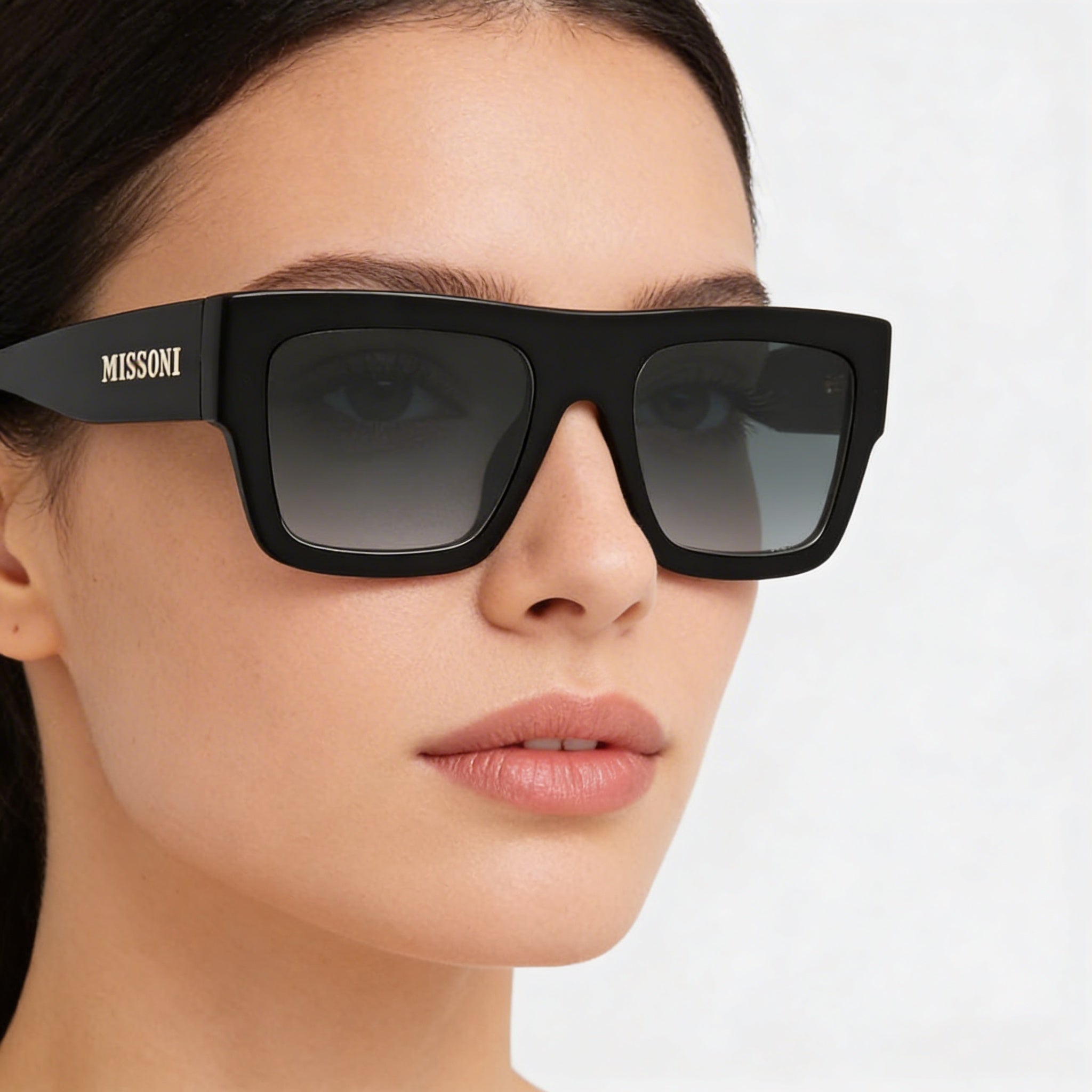Missoni Gafas de sol clásicas para mujer, montura de acetato en gris oscuro y negro degradado con lentes grises degradadas, protección UV, 53 mm, Photo 5