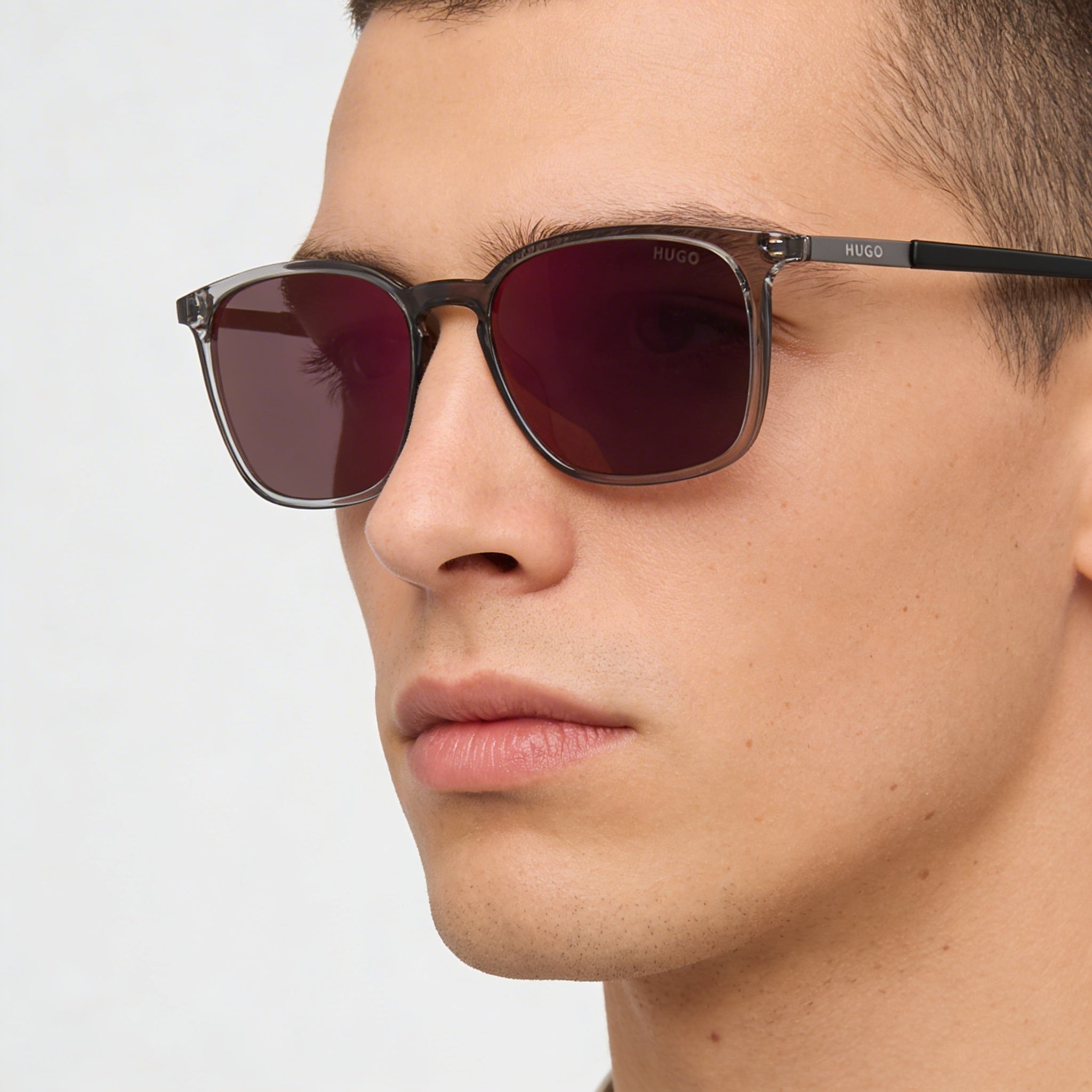 Hugo Boss Contemporary Men's Grey Red Nylon Frame Sunglasses with Red Lens 100% UV Protection 54mm, Photo 5