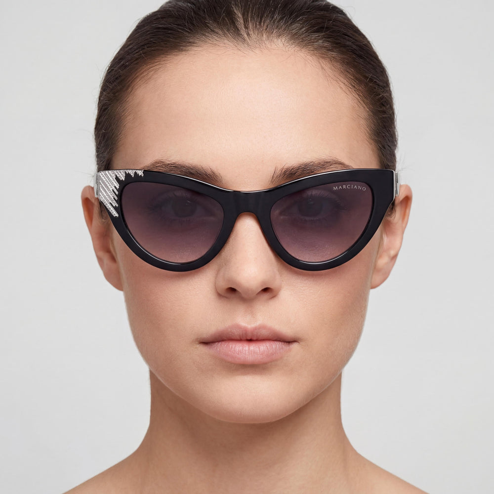 GUESS by Marciano Gm00025 Women's Black Plastic Frame, Black Polycarbonate Non-Polarized Sunglasses 53-21-140
