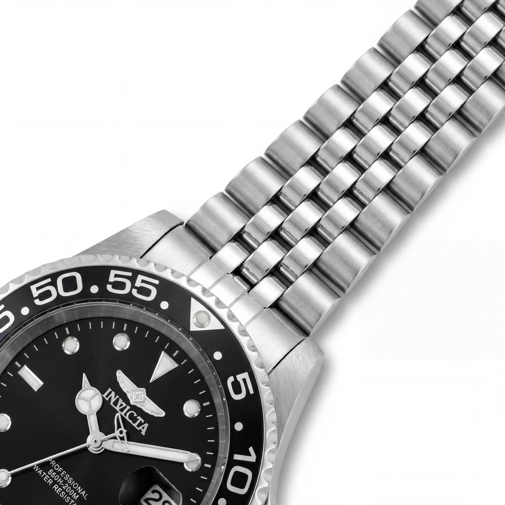 Invicta Diver 34104 Movimiento de Cuarzo Unisex Caja de Acero Inoxidable de 40mm Plateada Esfera Negra Reloj Resistente al Agua 200m