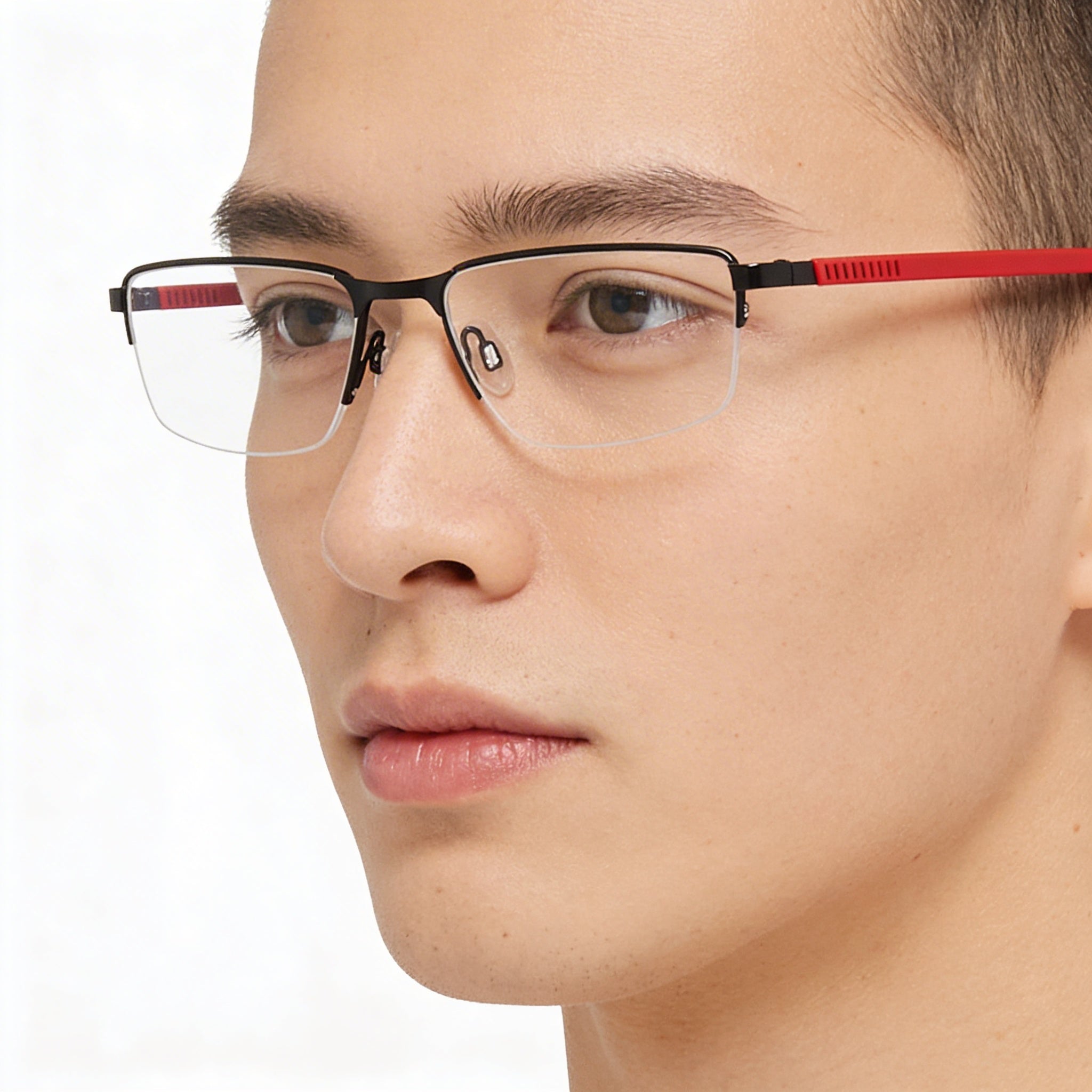 Flexon Modern Unisex Optical Frames in Satin Black Crimson, Flexon Material, with Polycarbonate Lenses, 54mm Lens Width, Photo 3