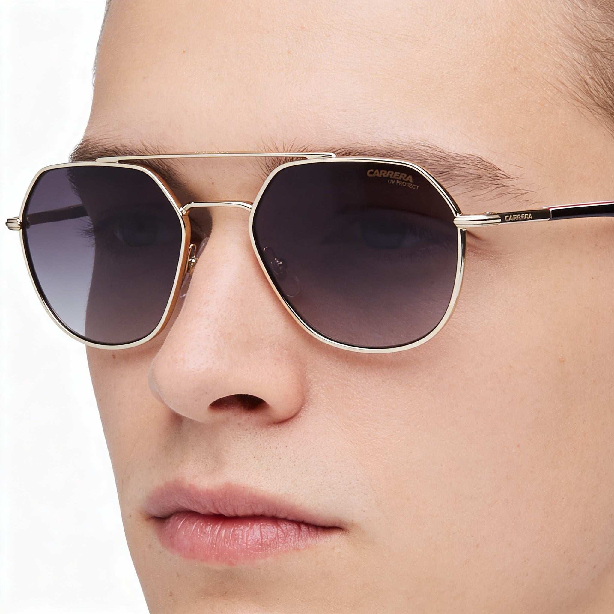 Gafas de sol unisex modernas Carrera 303/s de acero inoxidable, con rayas doradas y negras, protección UV, 53 mm, Photo 5