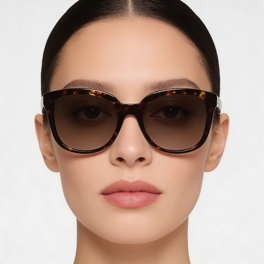 Gafas de sol cuadradas de acetato Havana no polarizadas con protección UV para mujer Kate Spade New York 53 mm