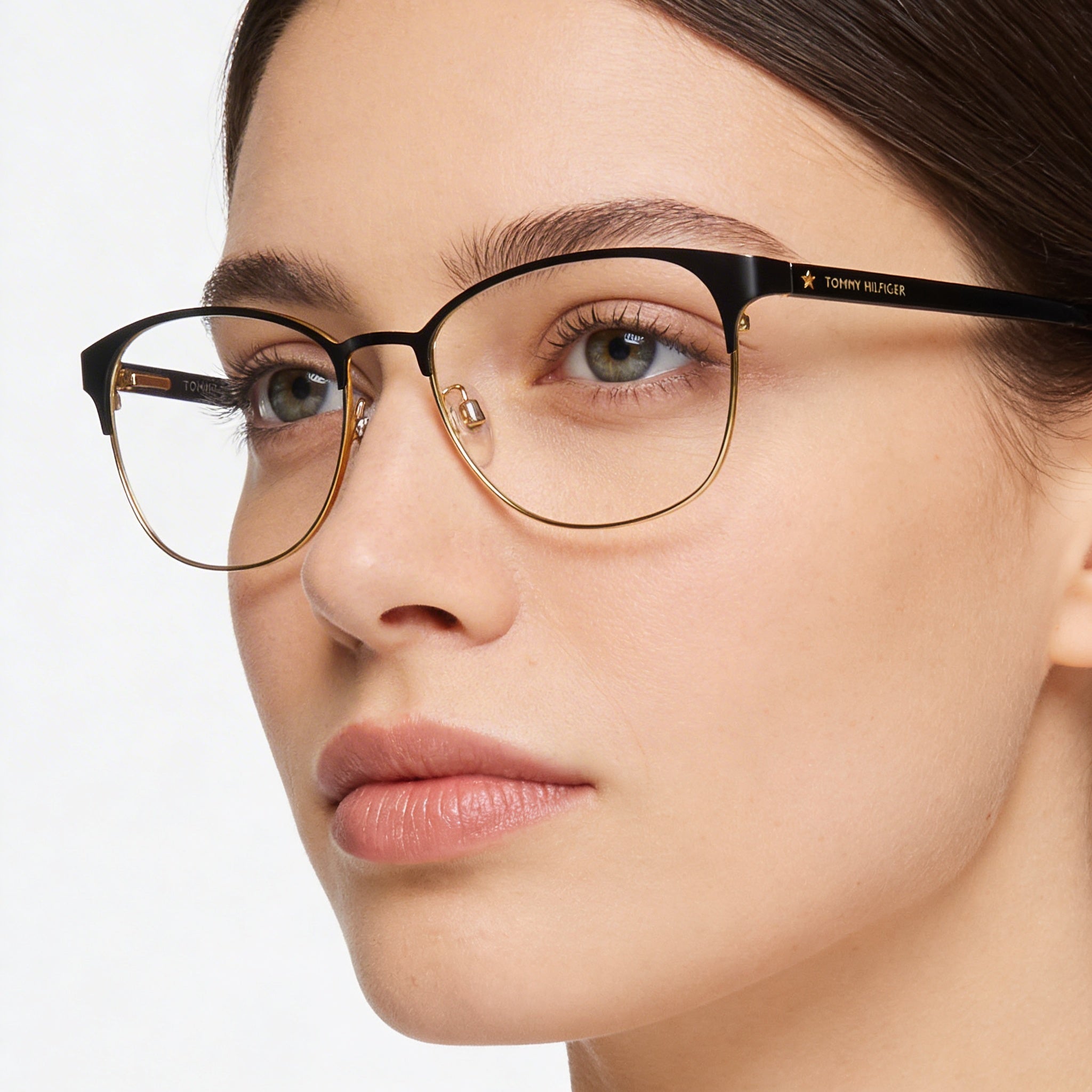 Monturas ópticas Tommy Hilfiger Th 1749 para mujer de acero aleado negro mate de 53 mm - Lentes de demostración transparentes, listas para graduar, Photo 4