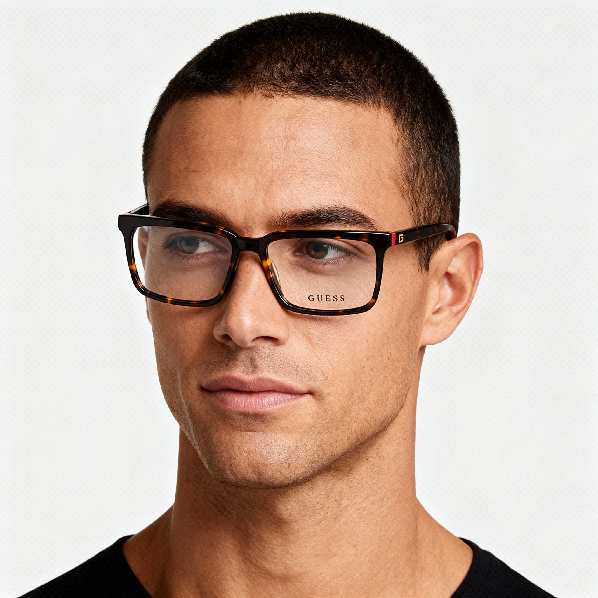 GUESS GU50068 Men's Casual Plastic Frame Eyeglasses, Dark Havana, Non Polarized, 54mm Lens Width, Photo 5