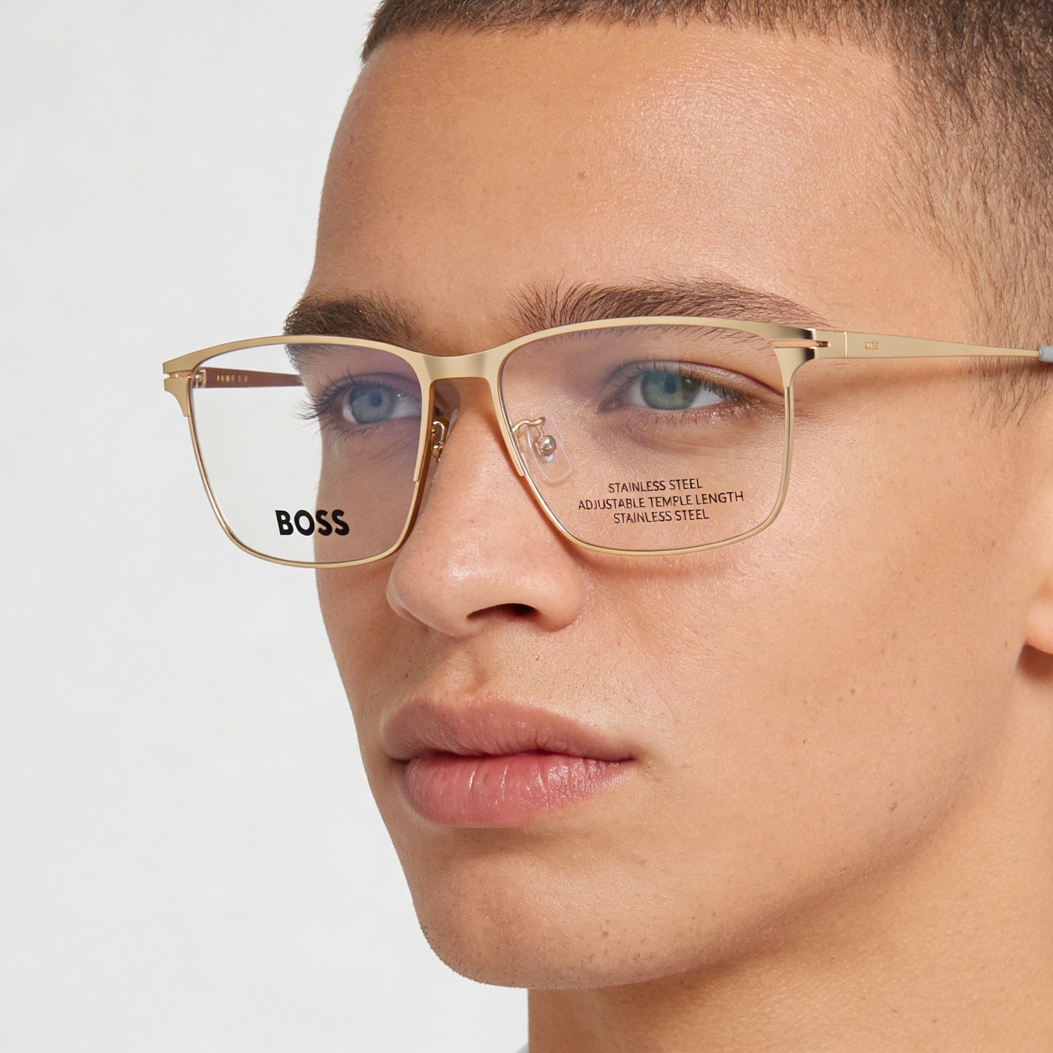 Hugo Boss Rectangular Optical Frames Boss 1467/f Unisex Metal Matte Gold with Lenses, 40mm, Photo 4