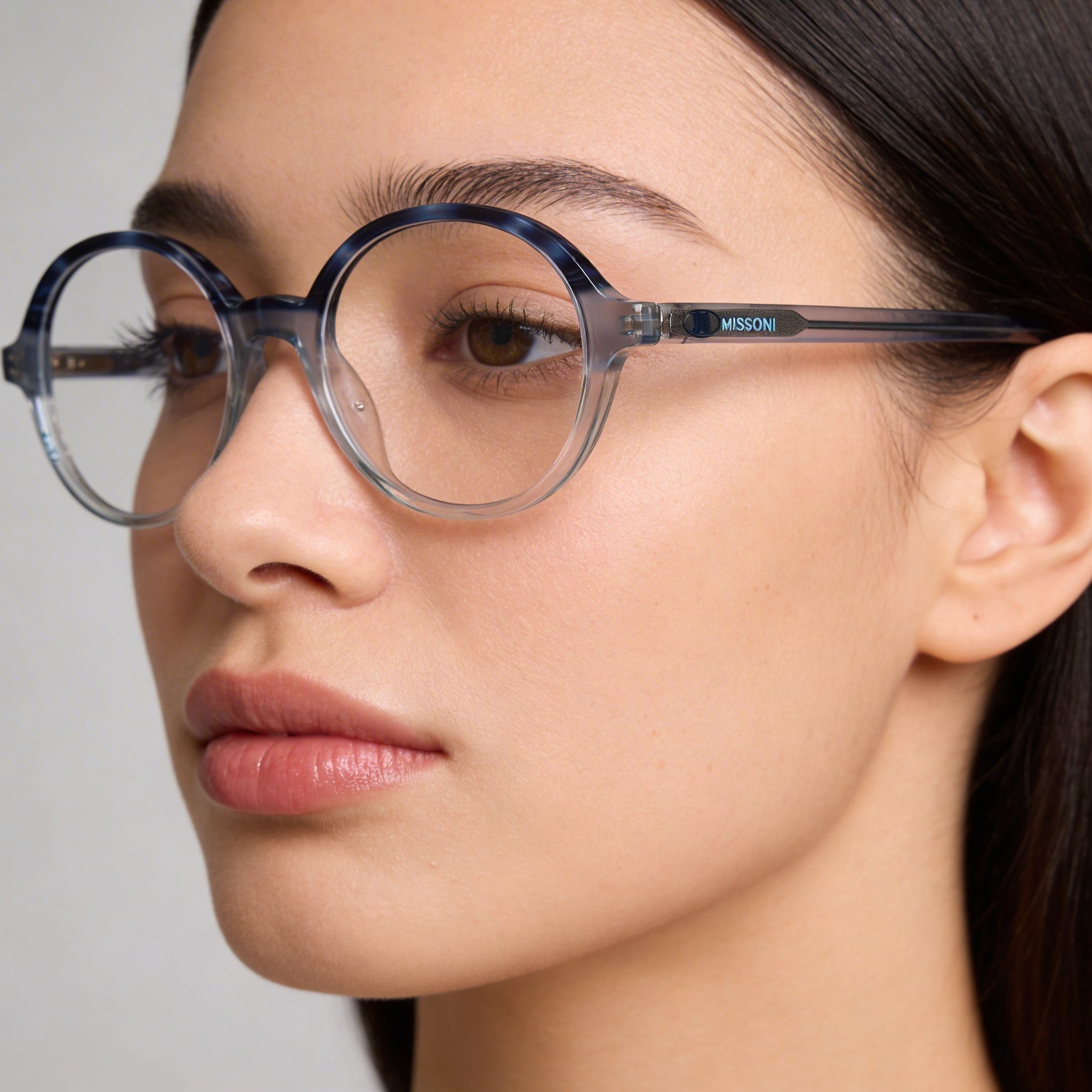 M Missoni MMI 0012 Women's Tri-Tone Blue Horn Acetate Full-Rim Round Optical Glasses 48-18-140mm, Photo 4