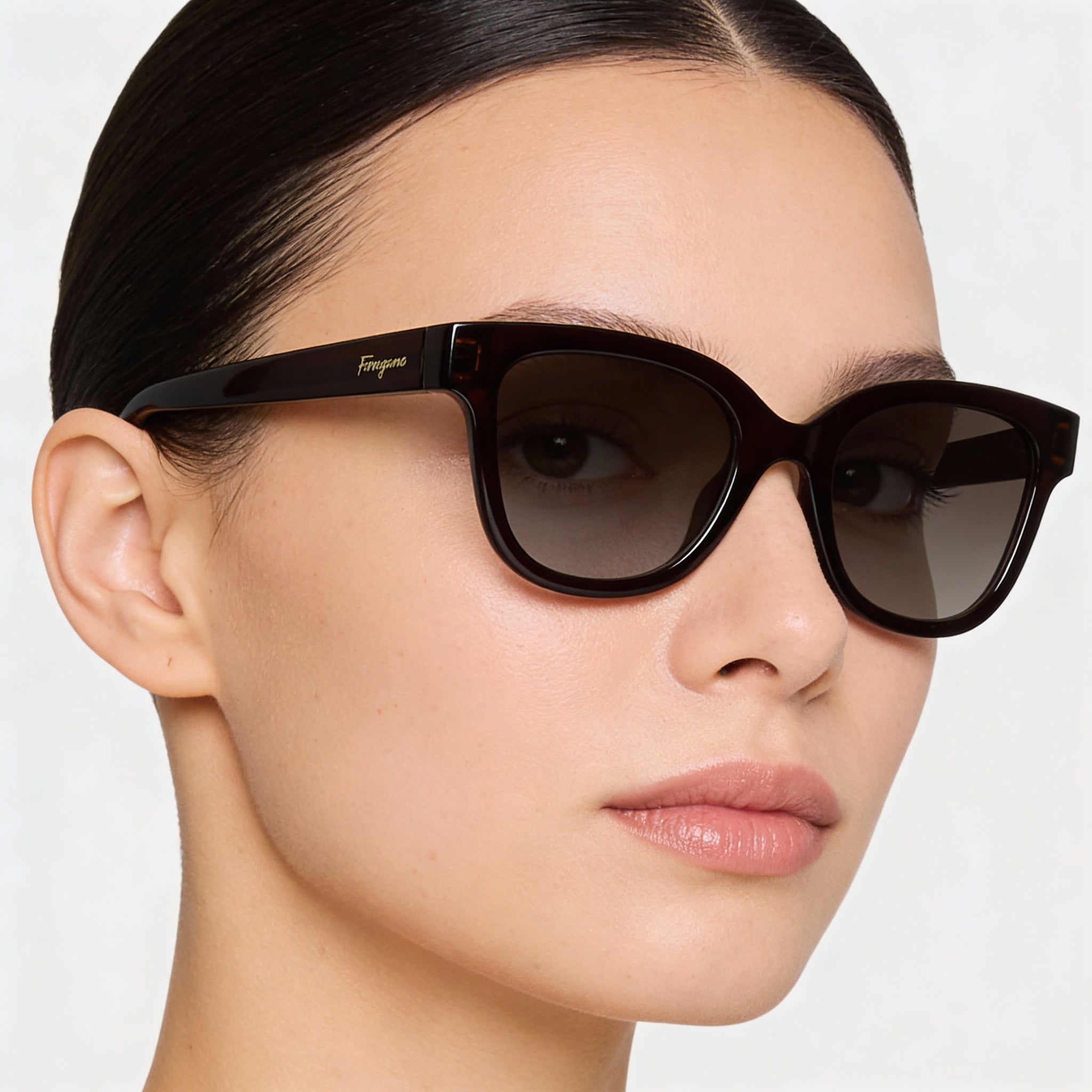 Gafas de sol Salvatore Ferragamo Classic SF1066S para mujer, montura de plástico marrón cristal, degradado gris, protección UV 100 %, 52 mm, Photo 3