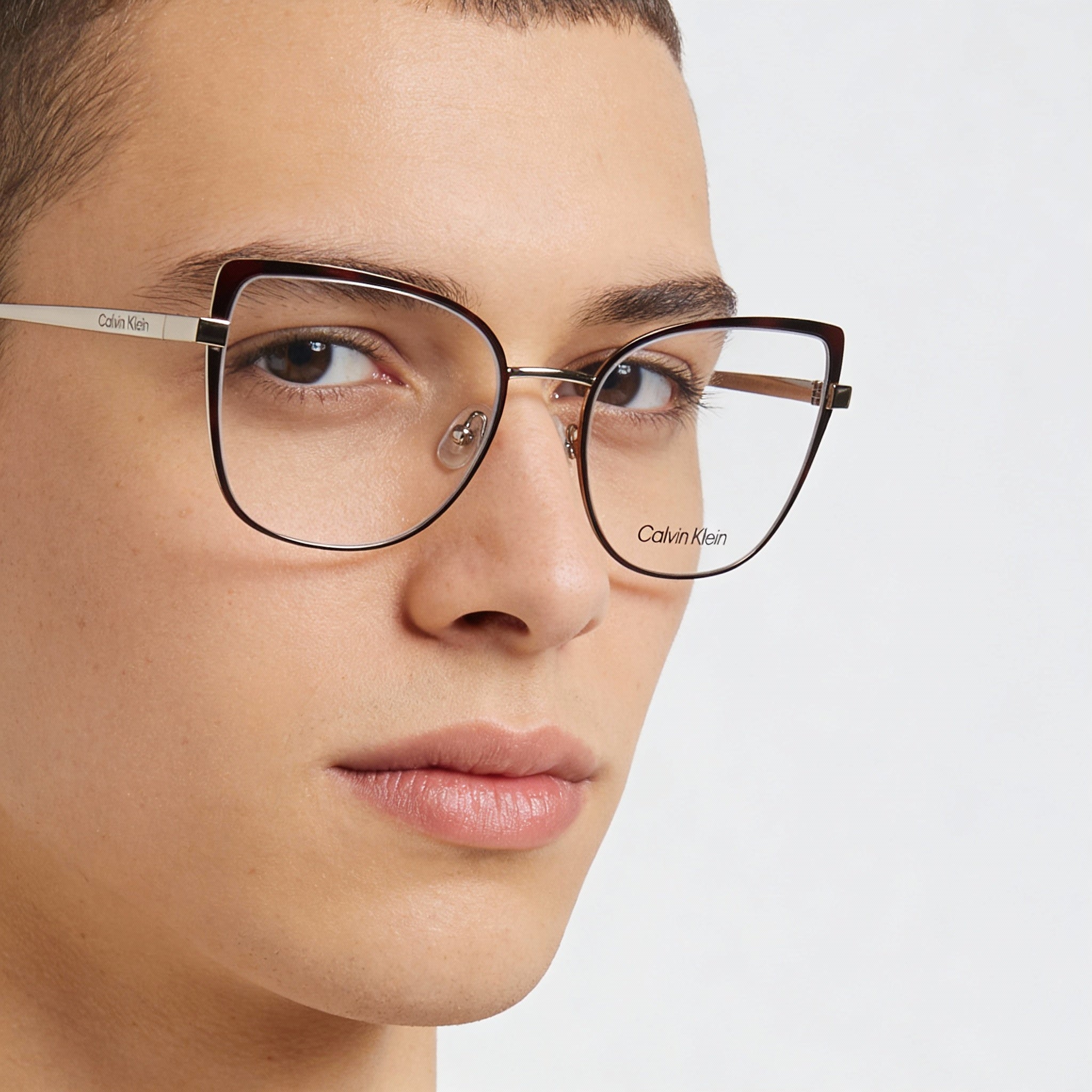 Calvin Klein Ck22101 Unisex Eyeglasses, Havana Gold Metal Full Rim Cat Eye Frame, Lens Width 54mm, Photo 5