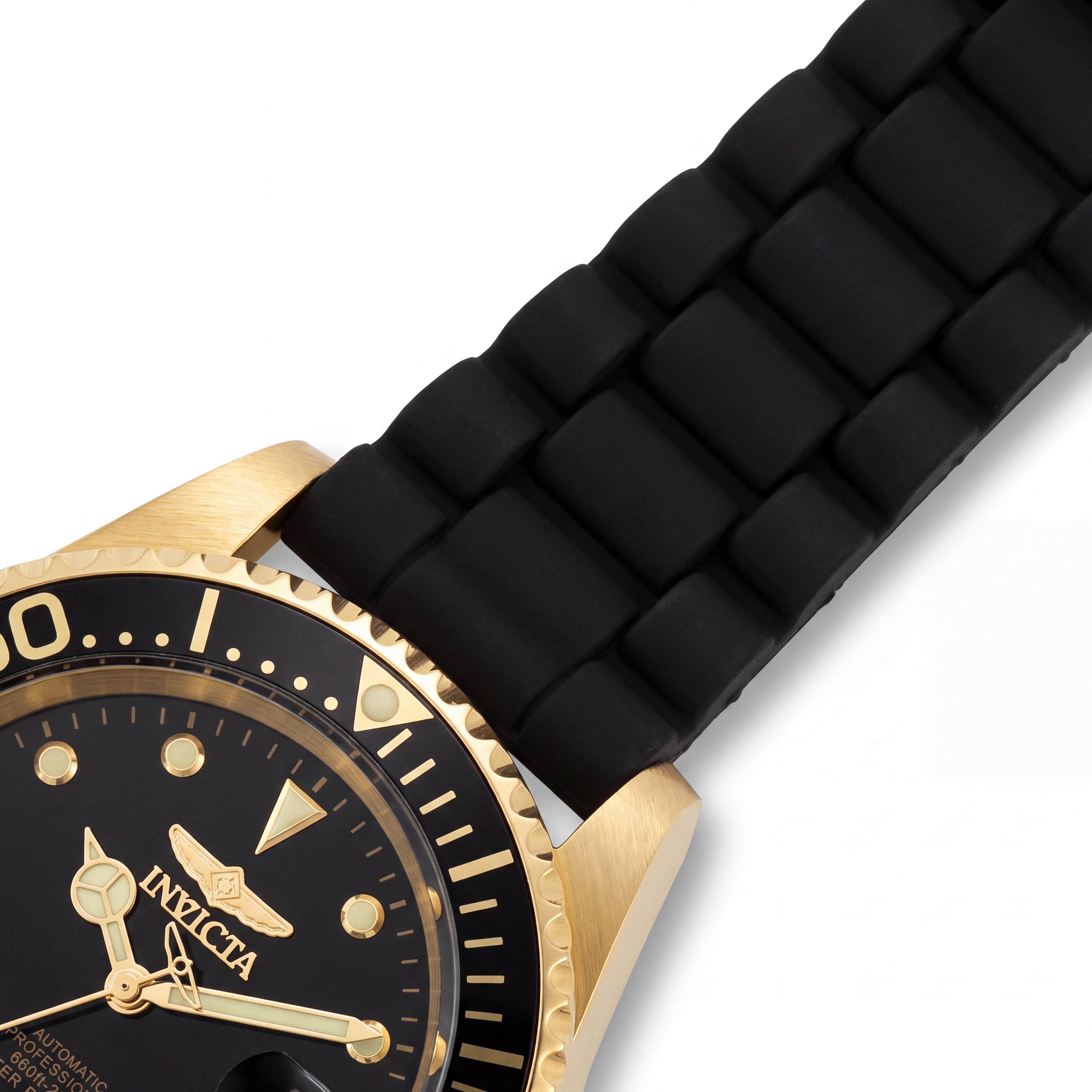 Invicta Pro Diver Sports Men's 40mm Automatic Stainless Steel Watch with Black Gold Frame, Black Dial, 200m Water Resistant, Photo 3
