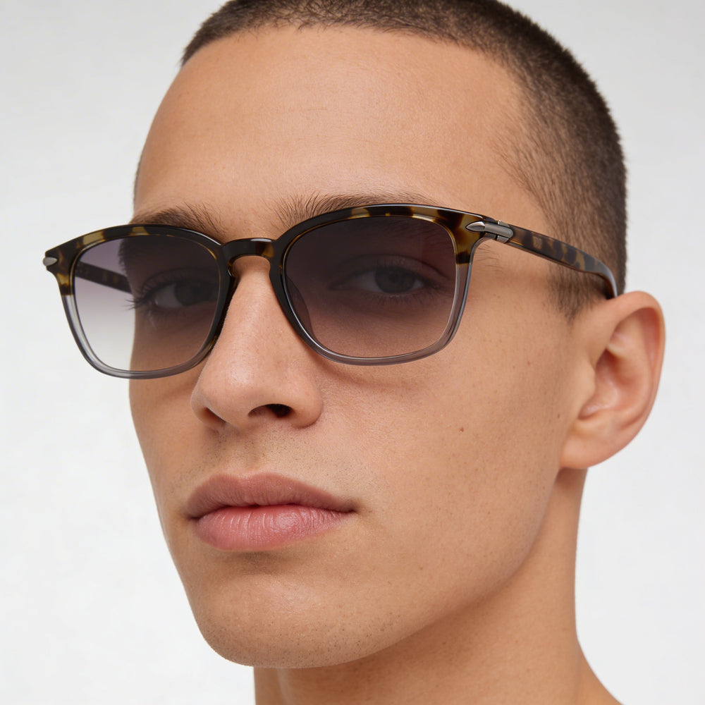 Gafas para hombre rag & bone RNB7024 con montura de acetato, negro/gris con lentes transparentes, 51-19-145 mm