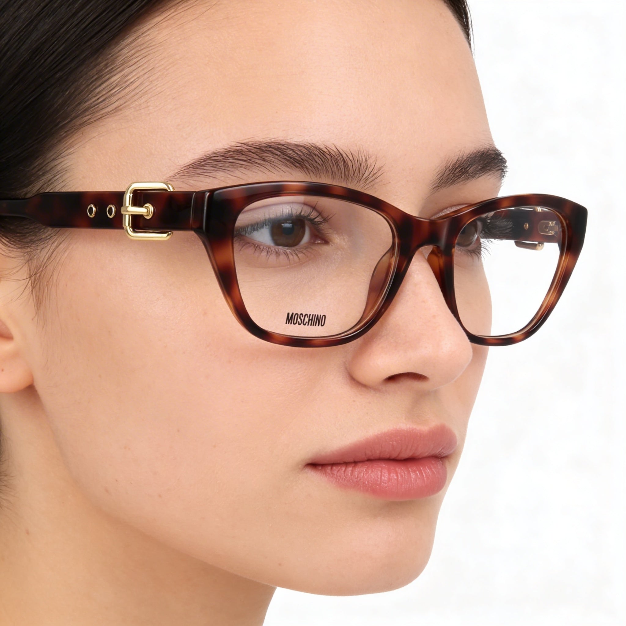 Moschino Modern Acetate Frame Glasses for Women, Havana Color Finish, 51mm Lens Width, Photo 4