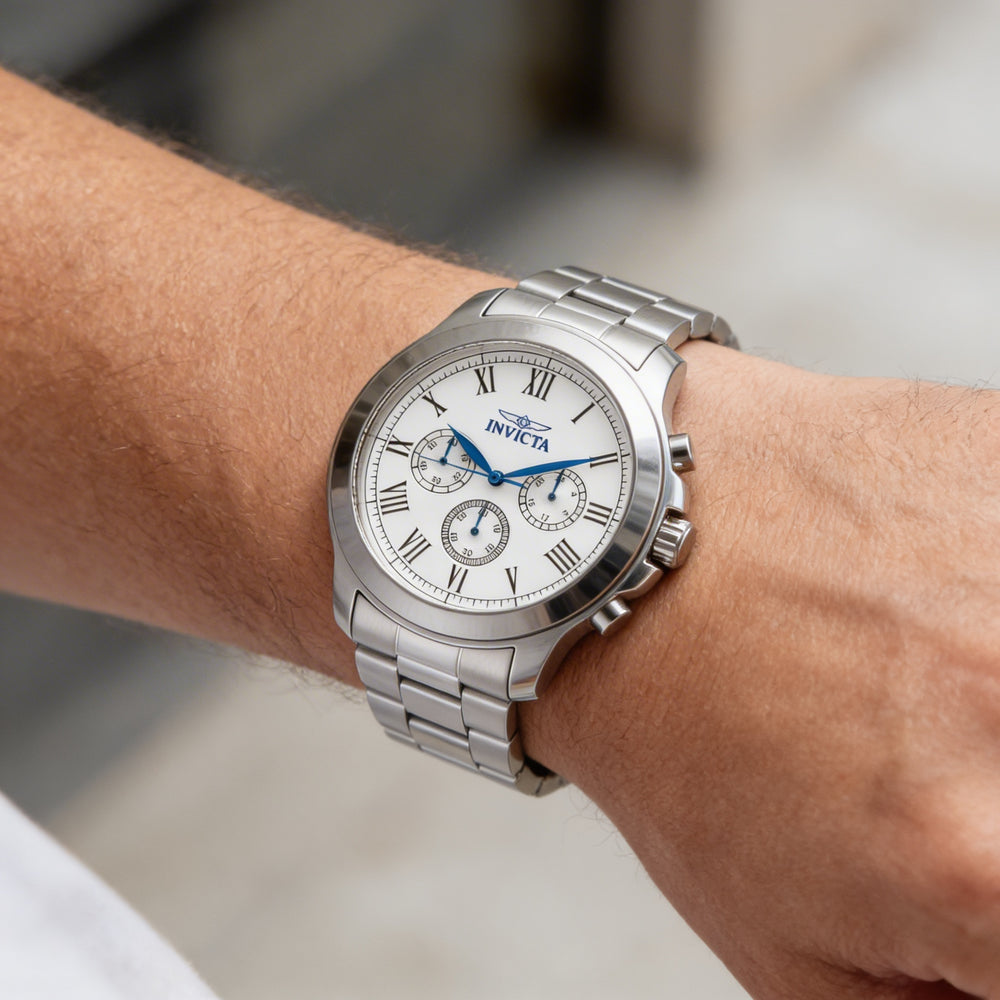 Invicta Men's Quartz Watch, Chronograph Functionality, Stainless Steel Case and Bracelet, 44mm