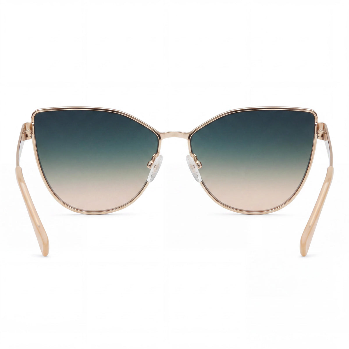 QUAY AUSTRALIA Lentes de Sol Cat Eye Metálicos para Mujer In Pursuit No Polarizados, Dorado Cepillado, Micas Palm Taupe, 64mm, Photo 3