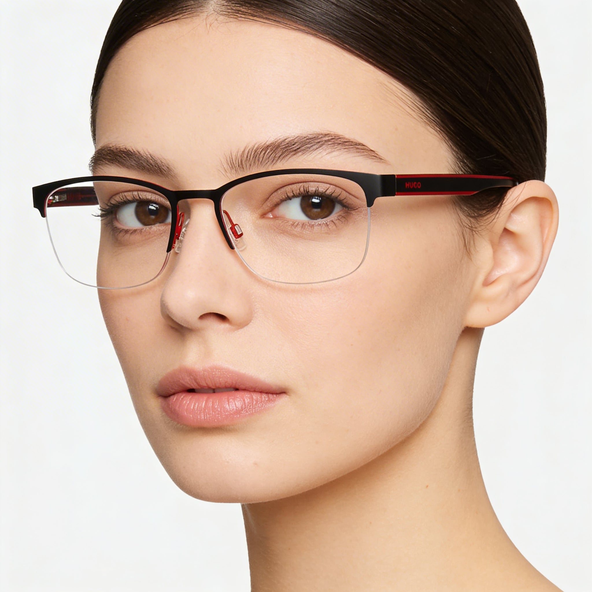 Hugo Boss Hg 1247 Black Red Square Eyeglasses for Women, Alloy Steel, Photo 2