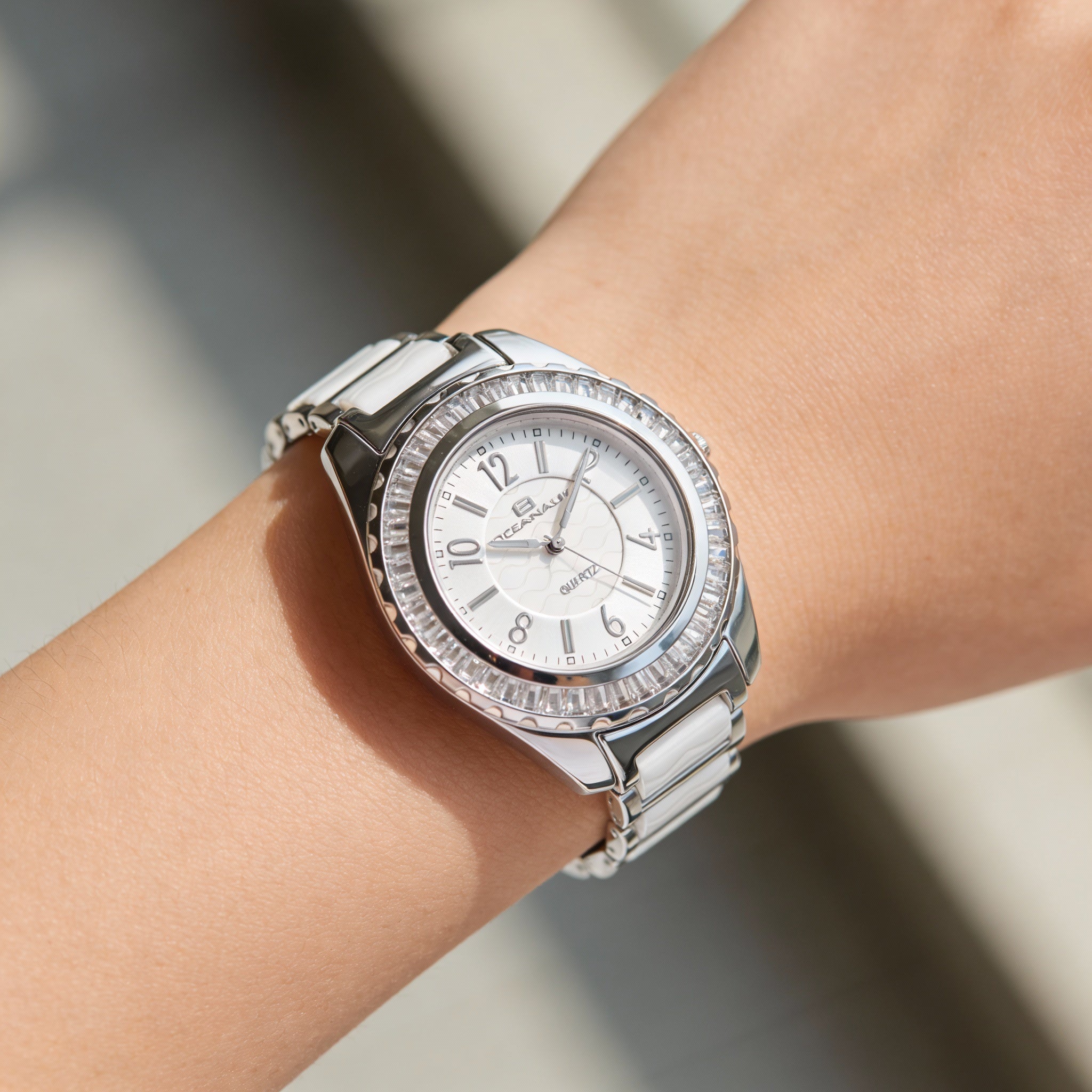 Reloj Oceanaut para mujer con movimiento de cuarzo, esfera plateada, bisel de cristal, resistente al agua hasta 30 m, cristal mineral., Photo 4