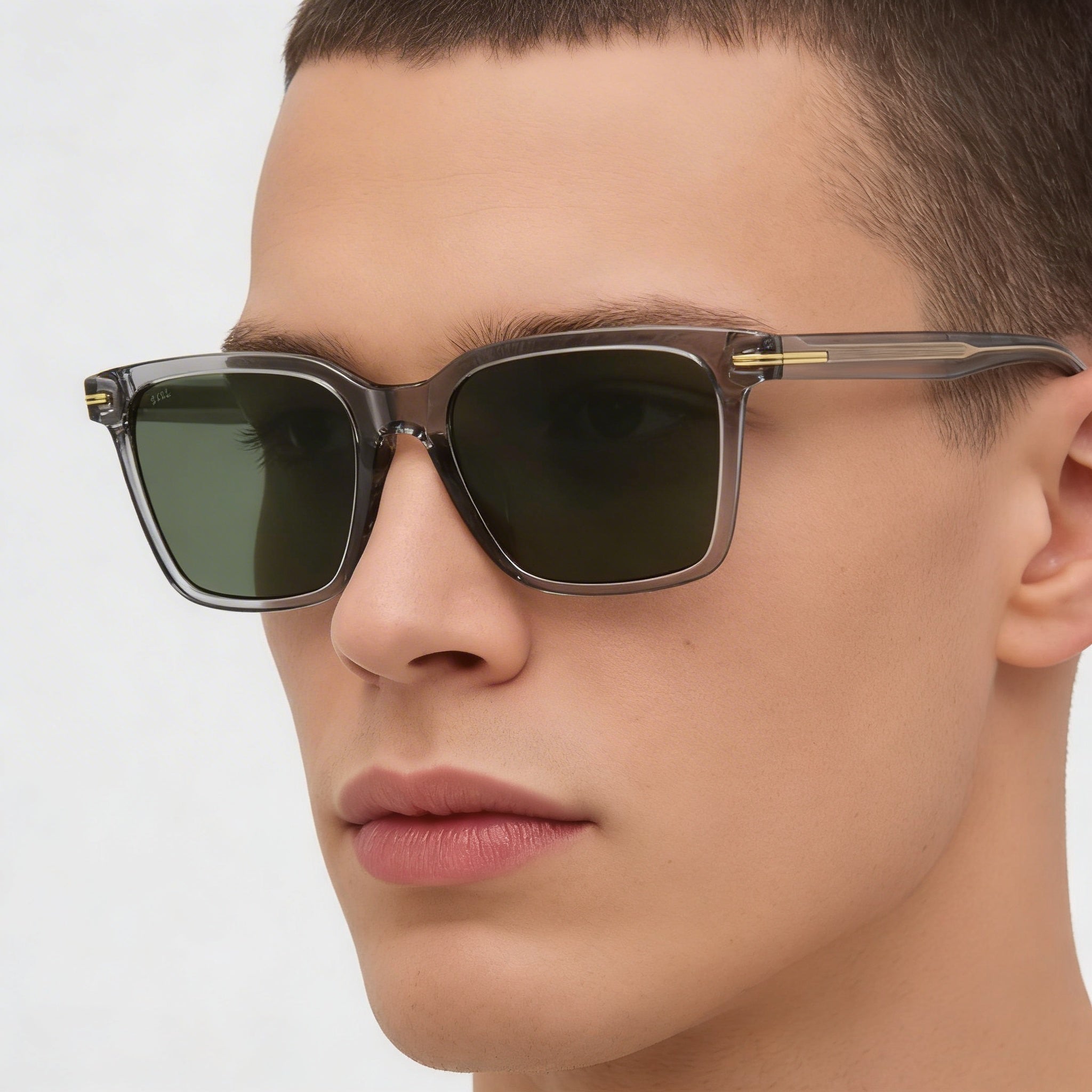 Hugo Boss Men's BOSS 1540/F/SK Rectangular Black Green Polycarbonate Non-Polarized Sunglasses 54-20-145, Photo 4