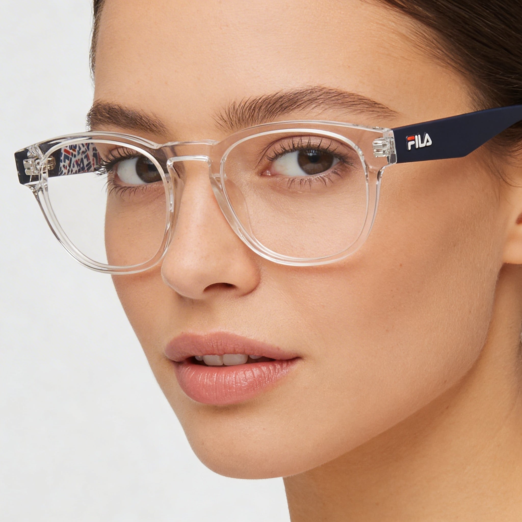 Fila Classic Women's Square Full Rim Acetate Crystal Frame with Polycarbonate Demo Lenses 50mm, Photo 5