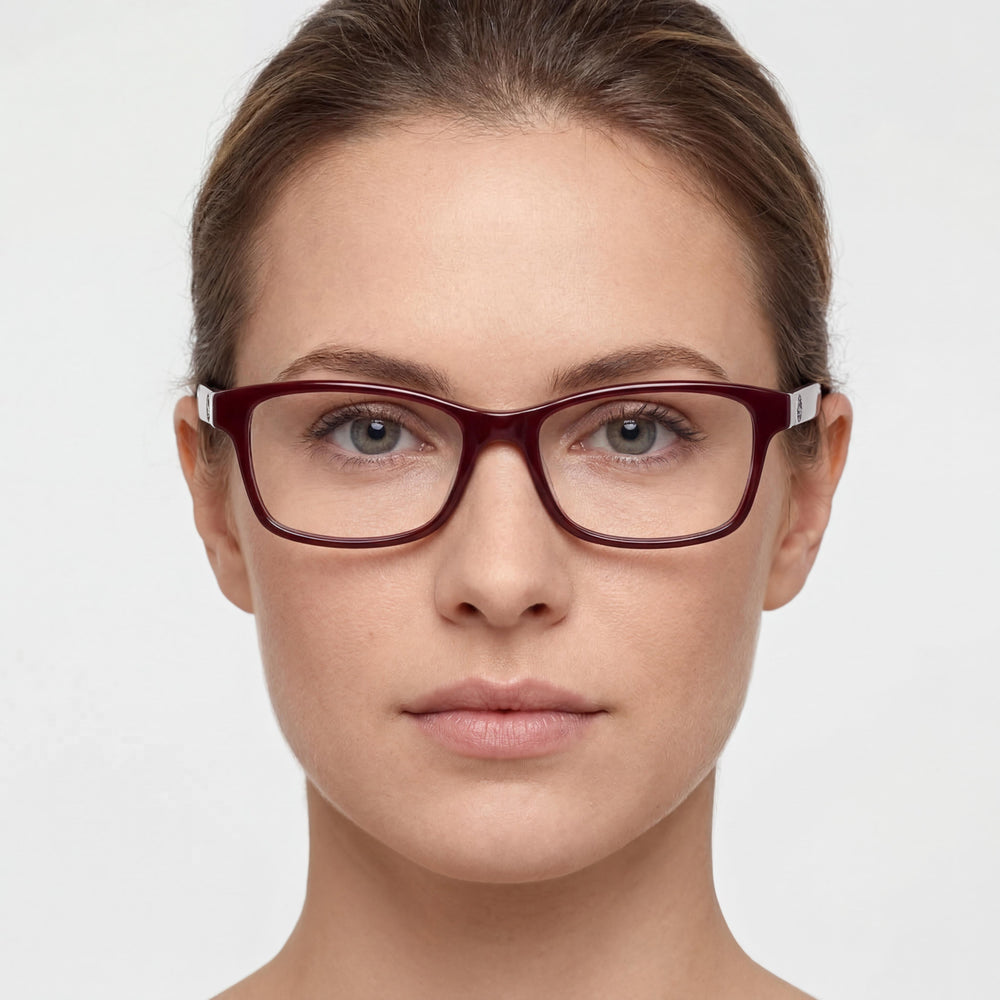 GUESS GU2874 Gafas de mujer con montura rectangular de plástico monocolor animal burdeos de 53 mm