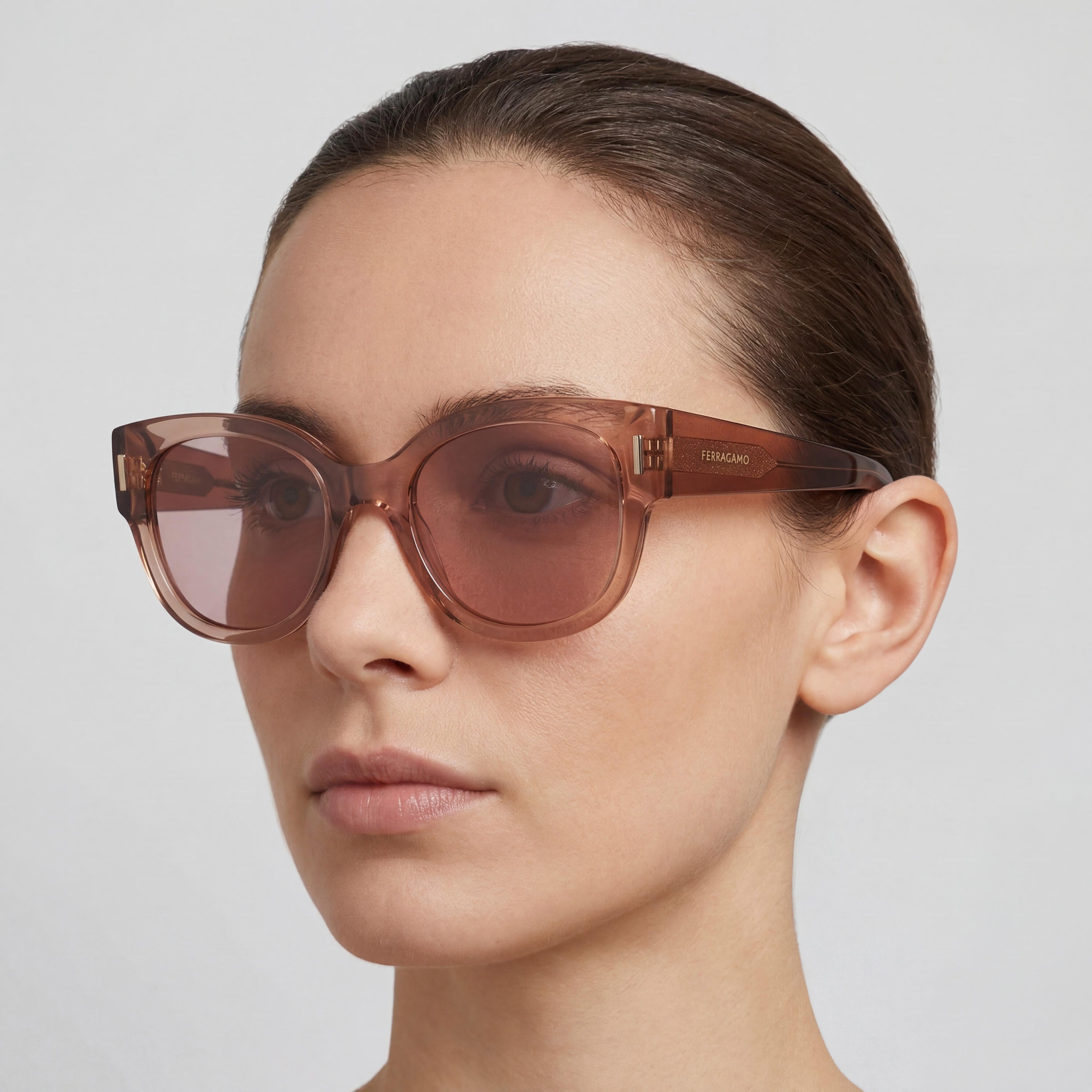 Salvatore Ferragamo Sf2007s Women's Transparent Nude Pink Acetate UV Protection Sunglasses 51mm, Photo 5