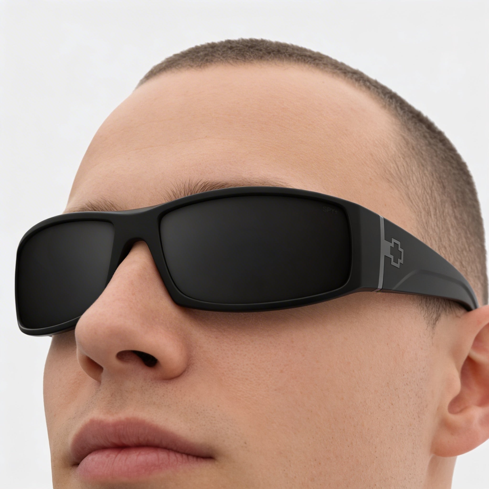 Spy Cooper XL Rectangular Wrap Unisex X-Large Soft Matte Black Plastic Sunglasses, Black Mirror Polarized UV Lenses, Photo 5