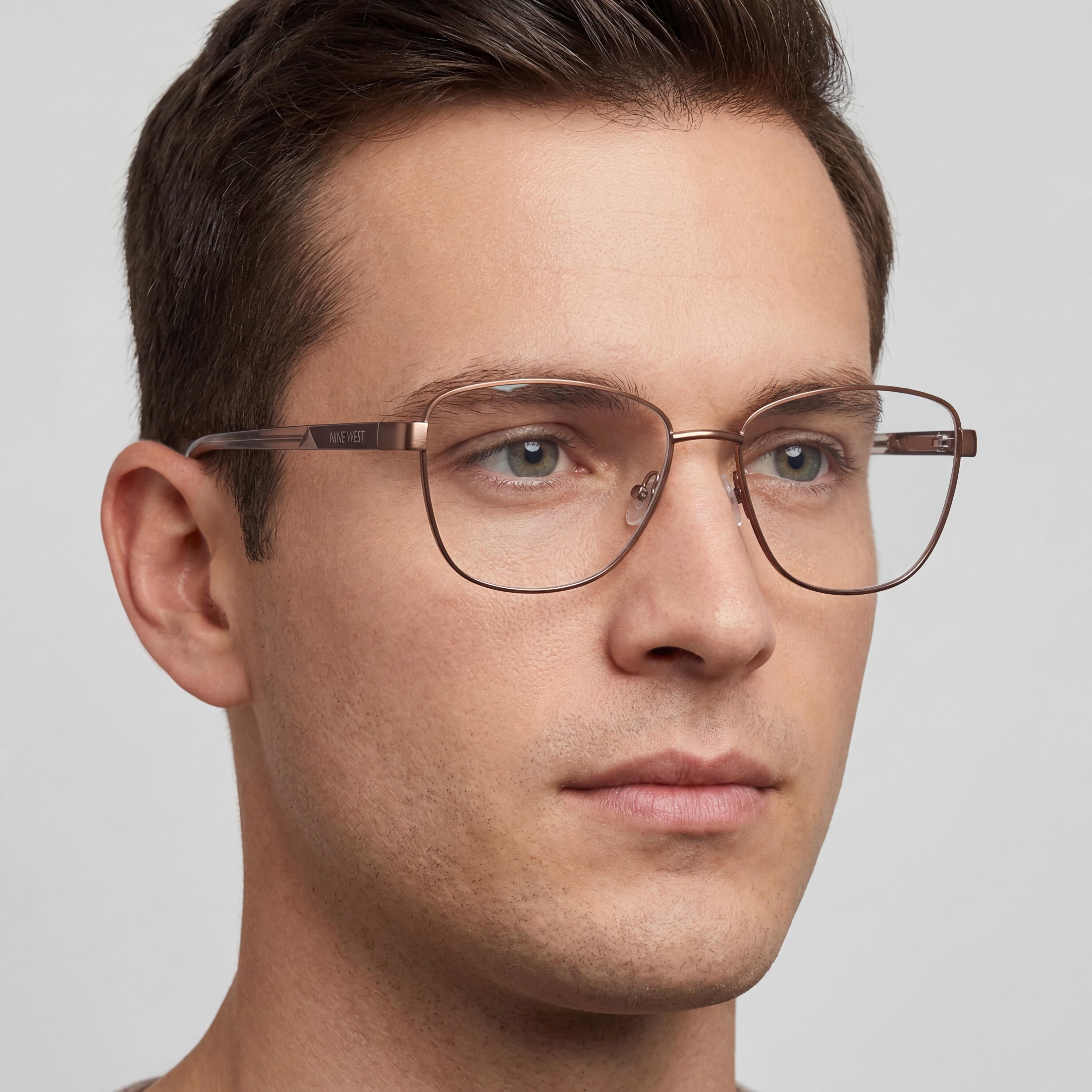 Nine West Classic Men's Brown Acetate Frame Eyeglasses with Multicolor Polycarbonate Lenses 55-16-140, Photo 5