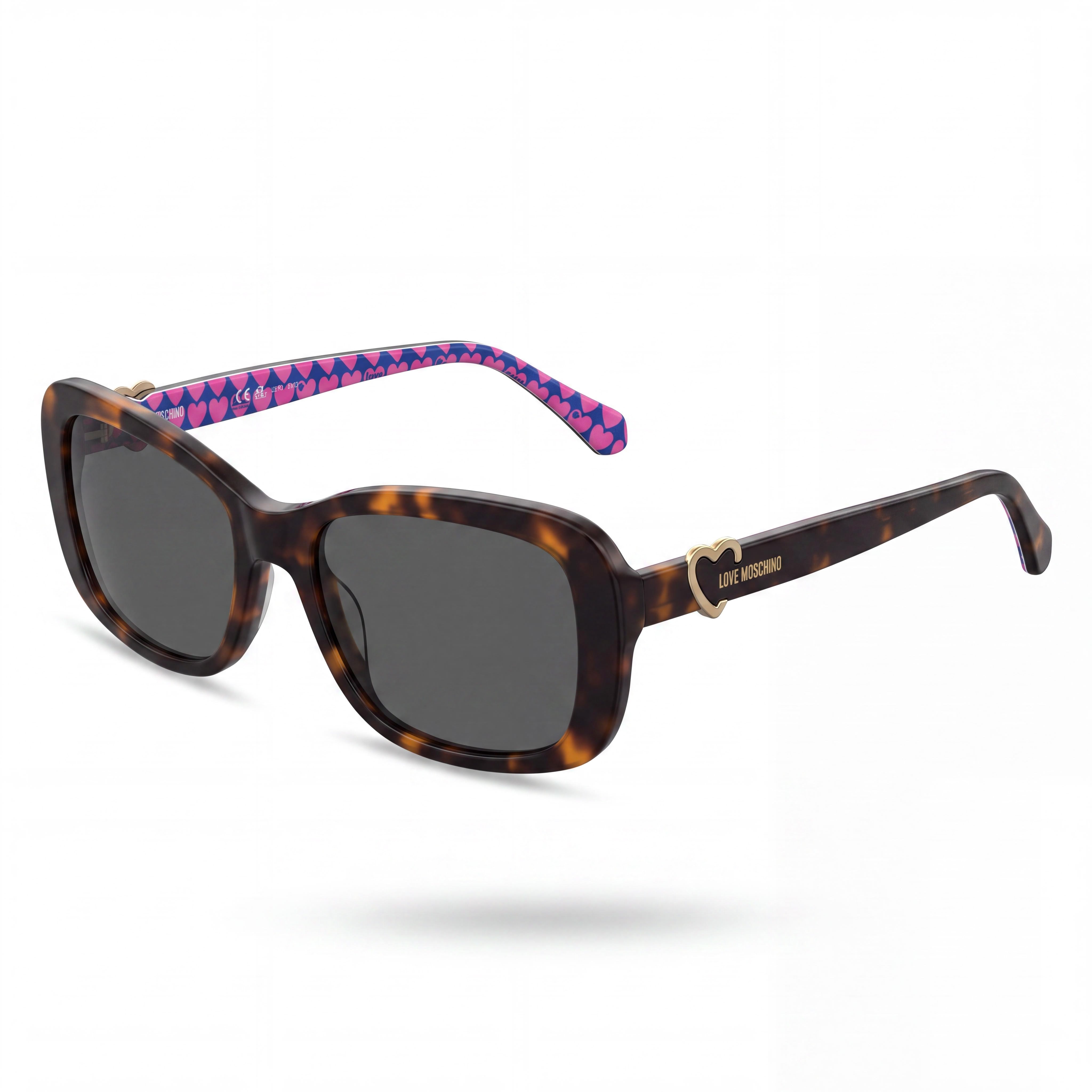 Love Moschino Casual Collection Women's Rectangular Acetate Frame Polycarbonate Lens Sunglasses Fuchsia Pink Brown 55mm, Photo 1