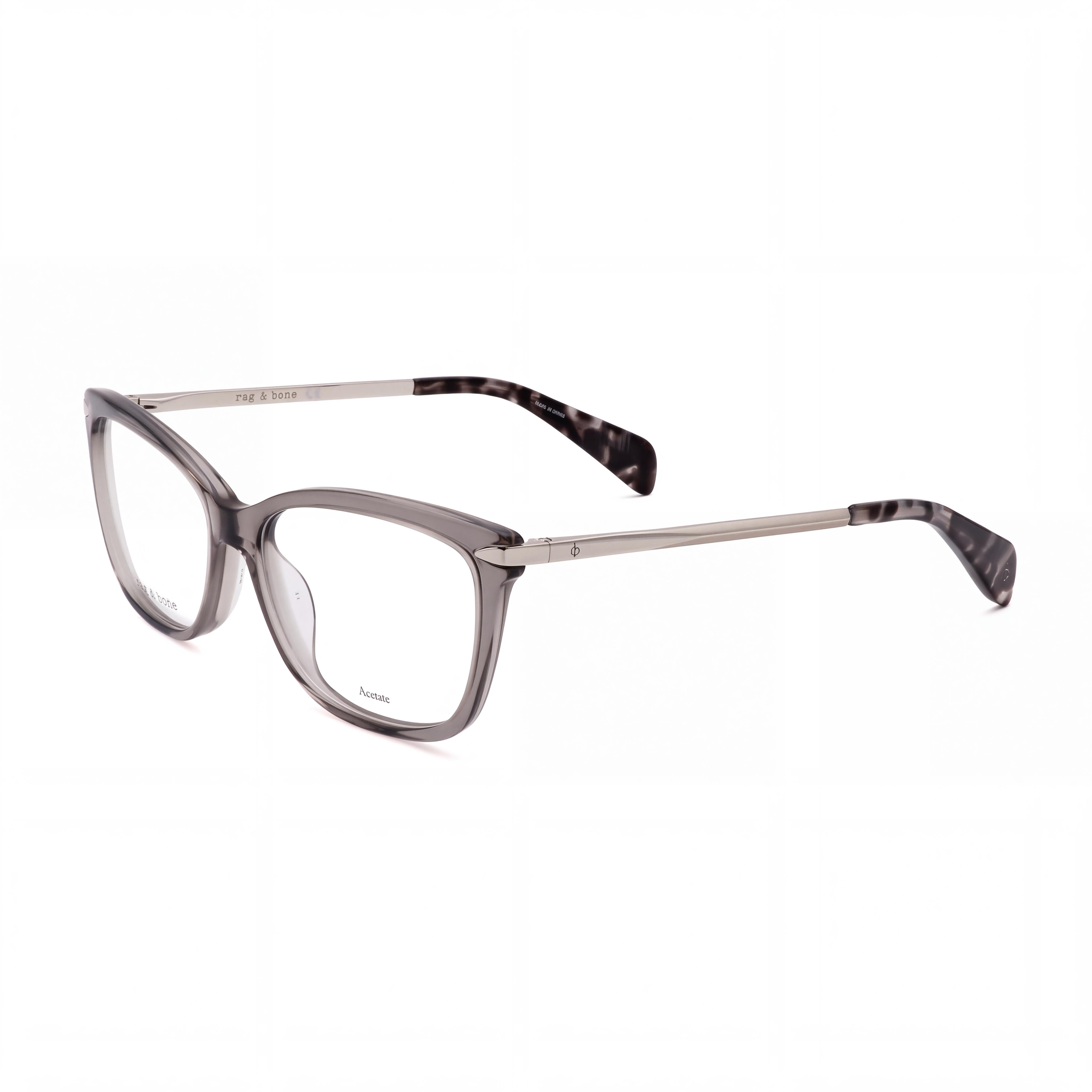 rag & bone Casual RNB3010 Women's Grey Acetate Frame Transparent Lenses Eyeglasses 52mm Lens Width 15mm Bridge 140mm Temple, Photo 1
