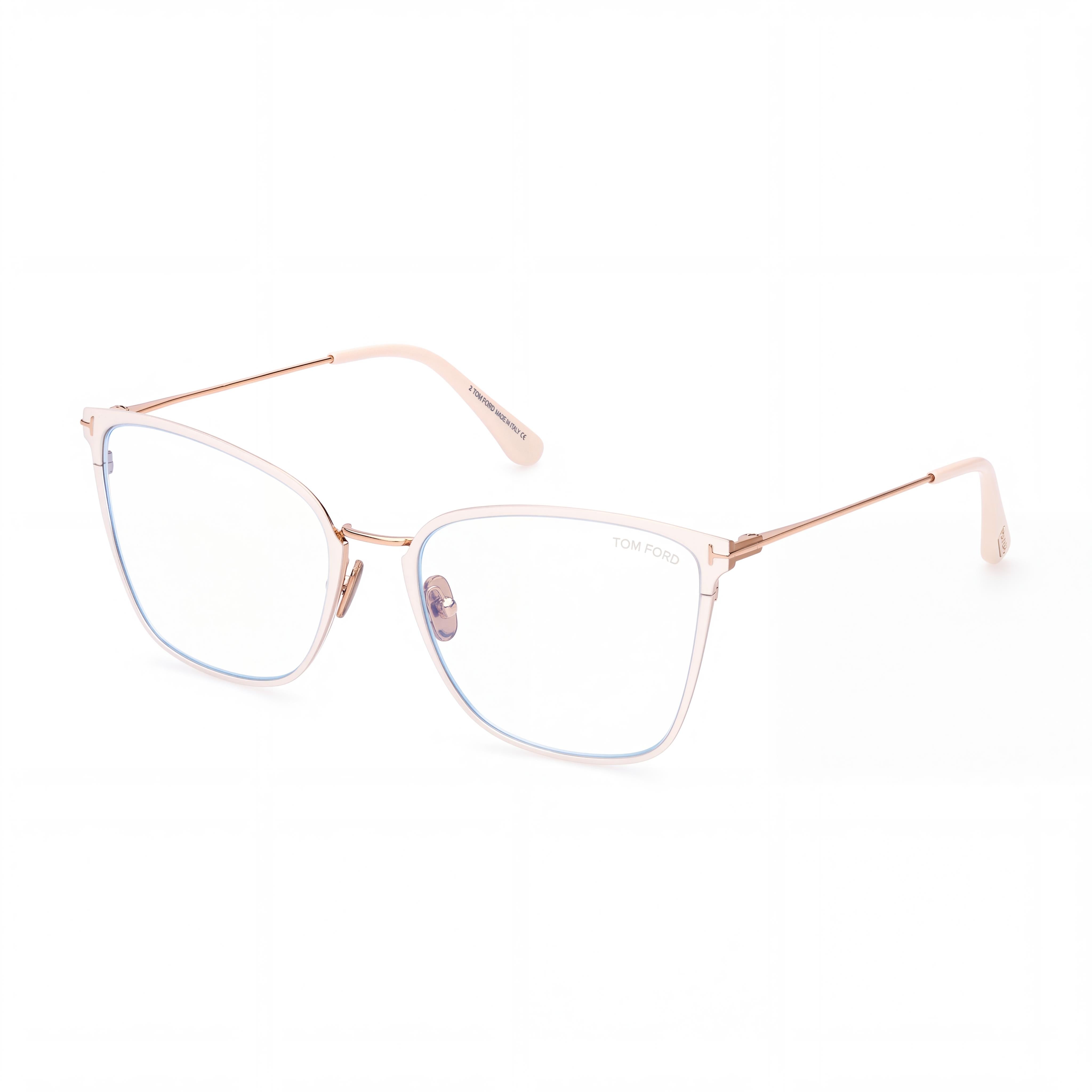 Tom Ford Ft5839-b Women's Shiny Ivory Blue Filter Metal Clear Blue Block Lenses 56-18-140, Photo 1