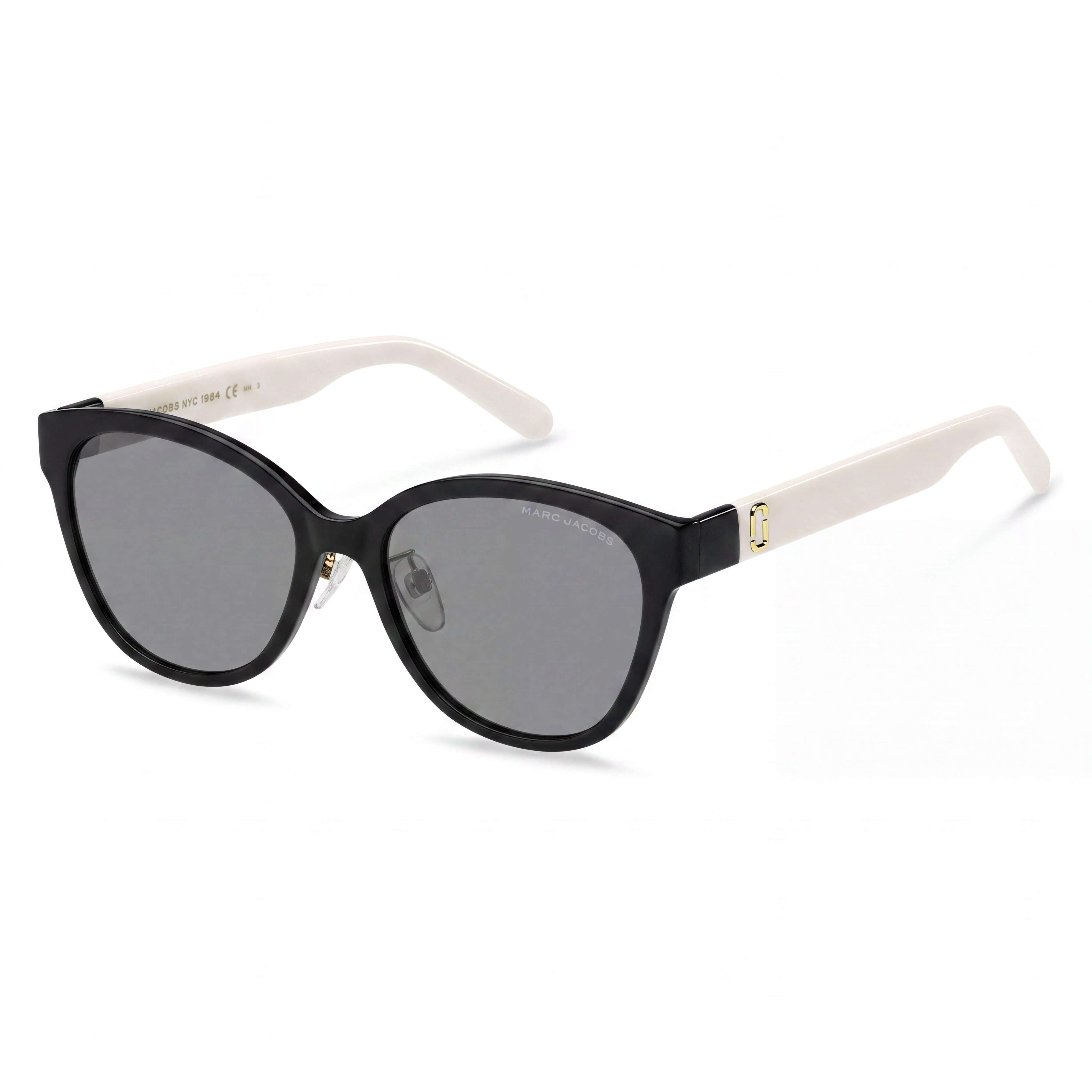 Gafas de Sol Clásicas para Mujer Marc Jacobs, Montura de Propionato Blanca y Negra, Protección UV, Lentes No Polarizadas de 55 mm, Photo 1