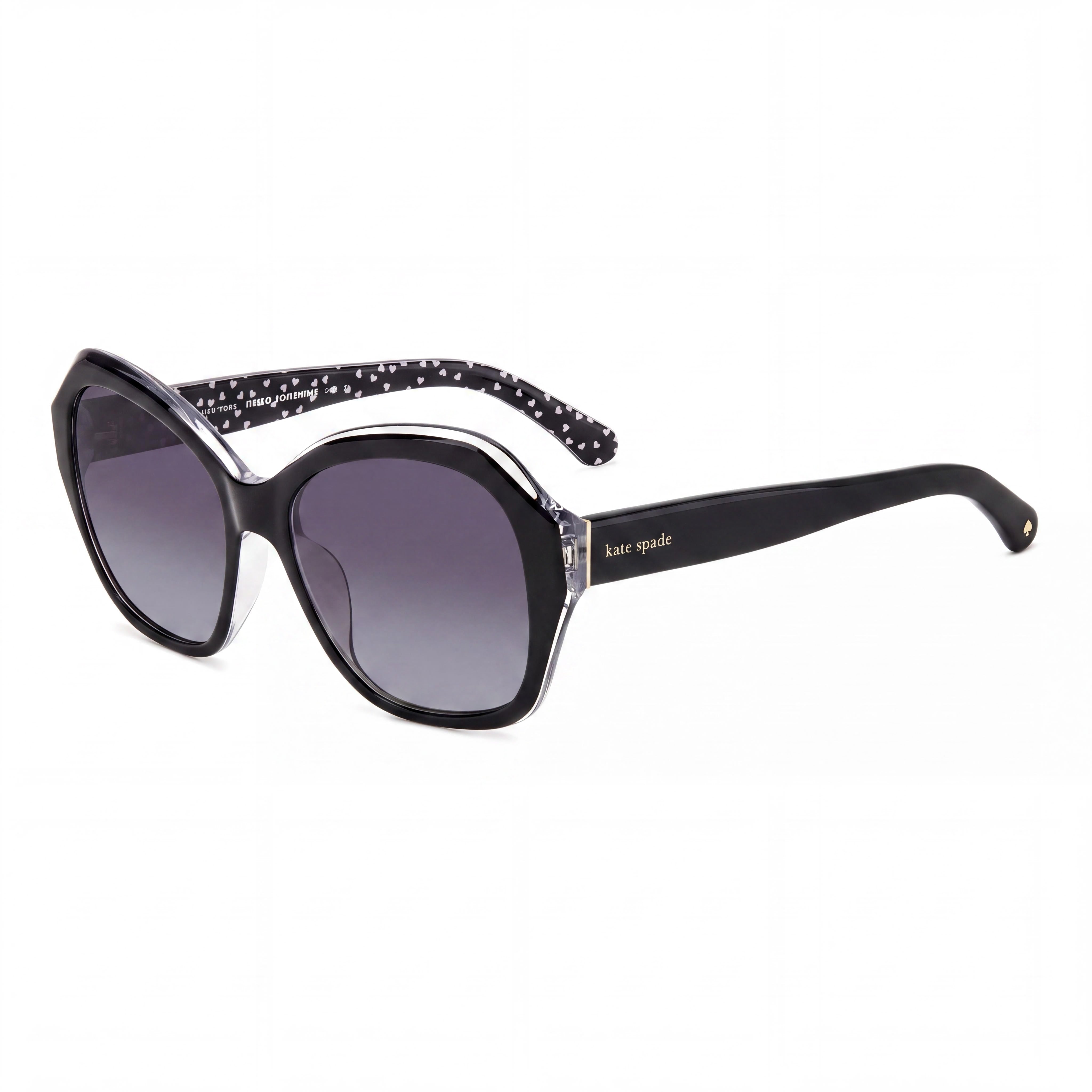 kate spade new york Lottie/G/S Women's Black Acetate Polarized UV Protection Grey Shaded Sunglasses 55mm, Photo 1