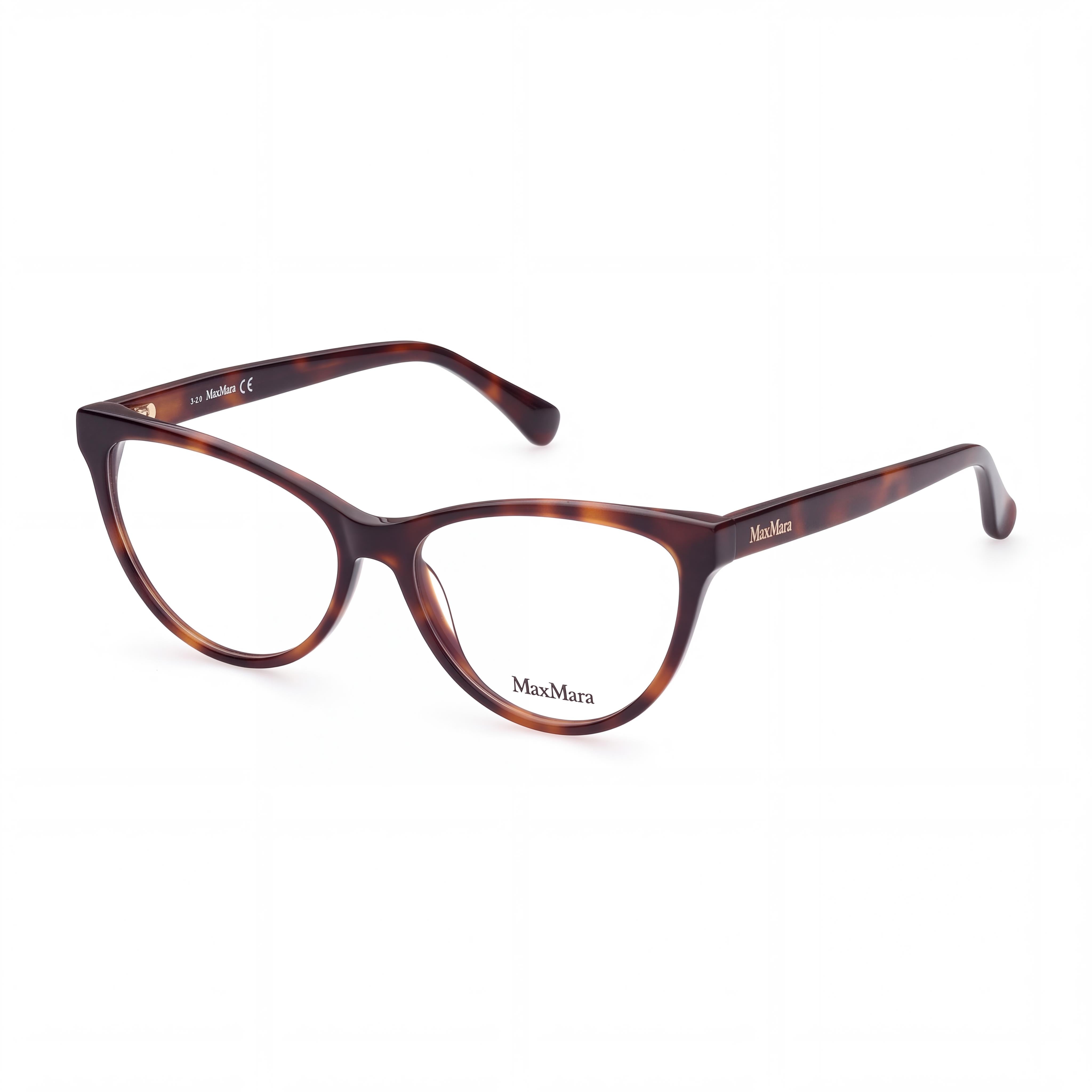 MaxMara Gafas de Mujer Modernas Ojo de Gato de Plástico Color Tortuga Oscuro Pantografiado Sin Graduación 55mm, Photo 1
