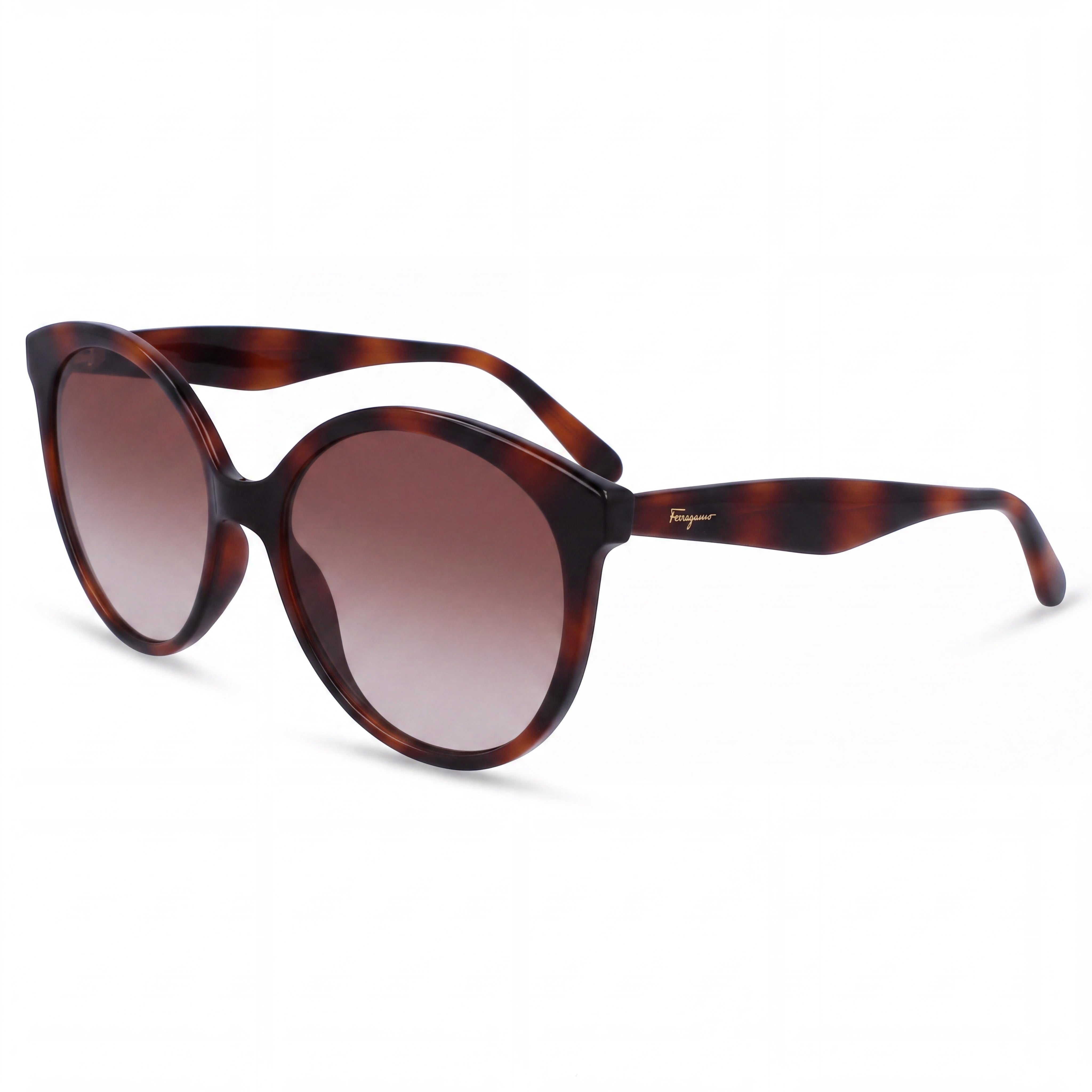 Gafas de sol clásicas Salvatore Ferragamo para mujer, con montura de plástico de carey, lentes marrones degradadas no polarizadas, 100% protección UV y 58 mm, Photo 1
