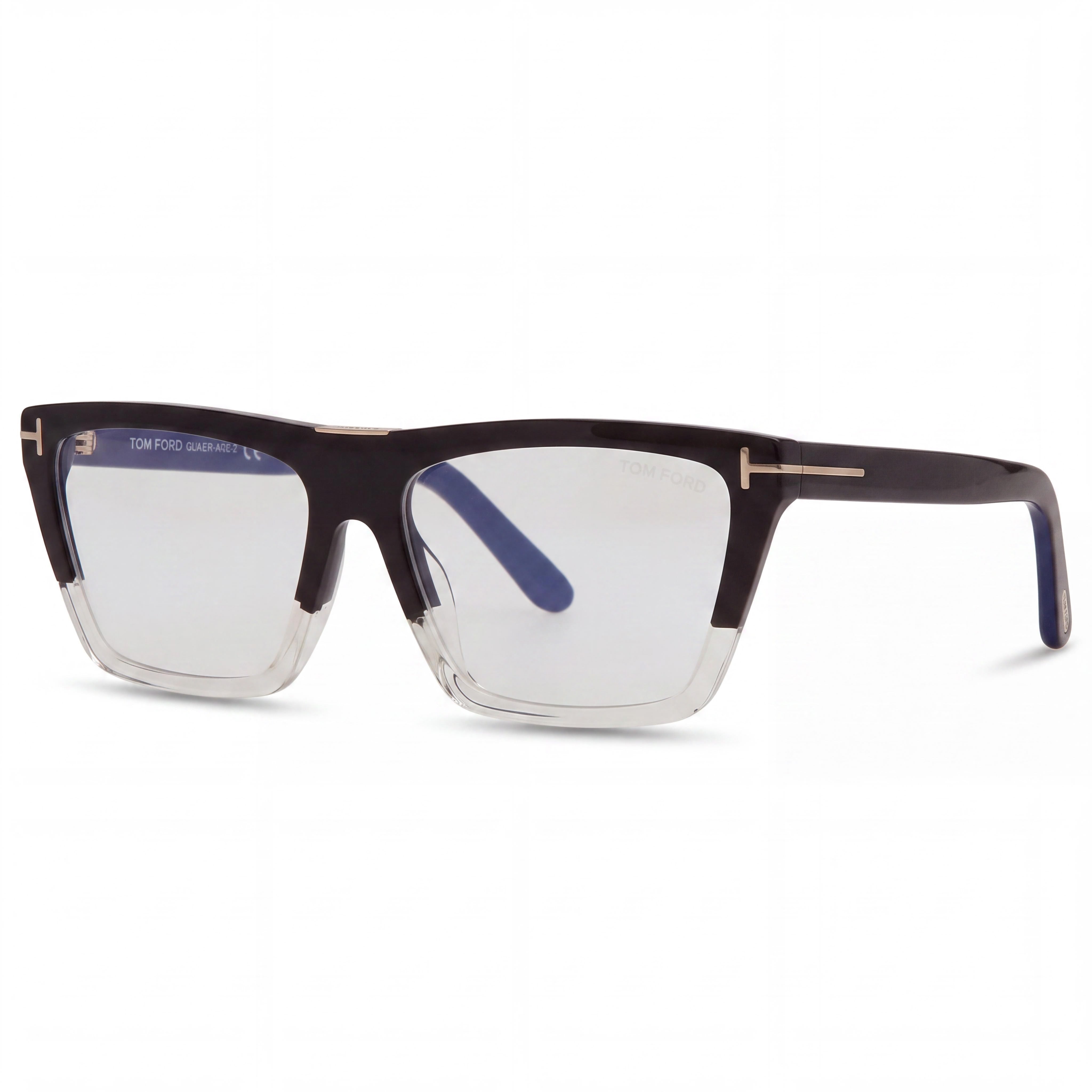 Tom Ford FT5912-B 005 57 Unisex Shiny Colorblock Black Crystal Acetate Blue Light Block Non- Eyewear 57mm, Photo 1
