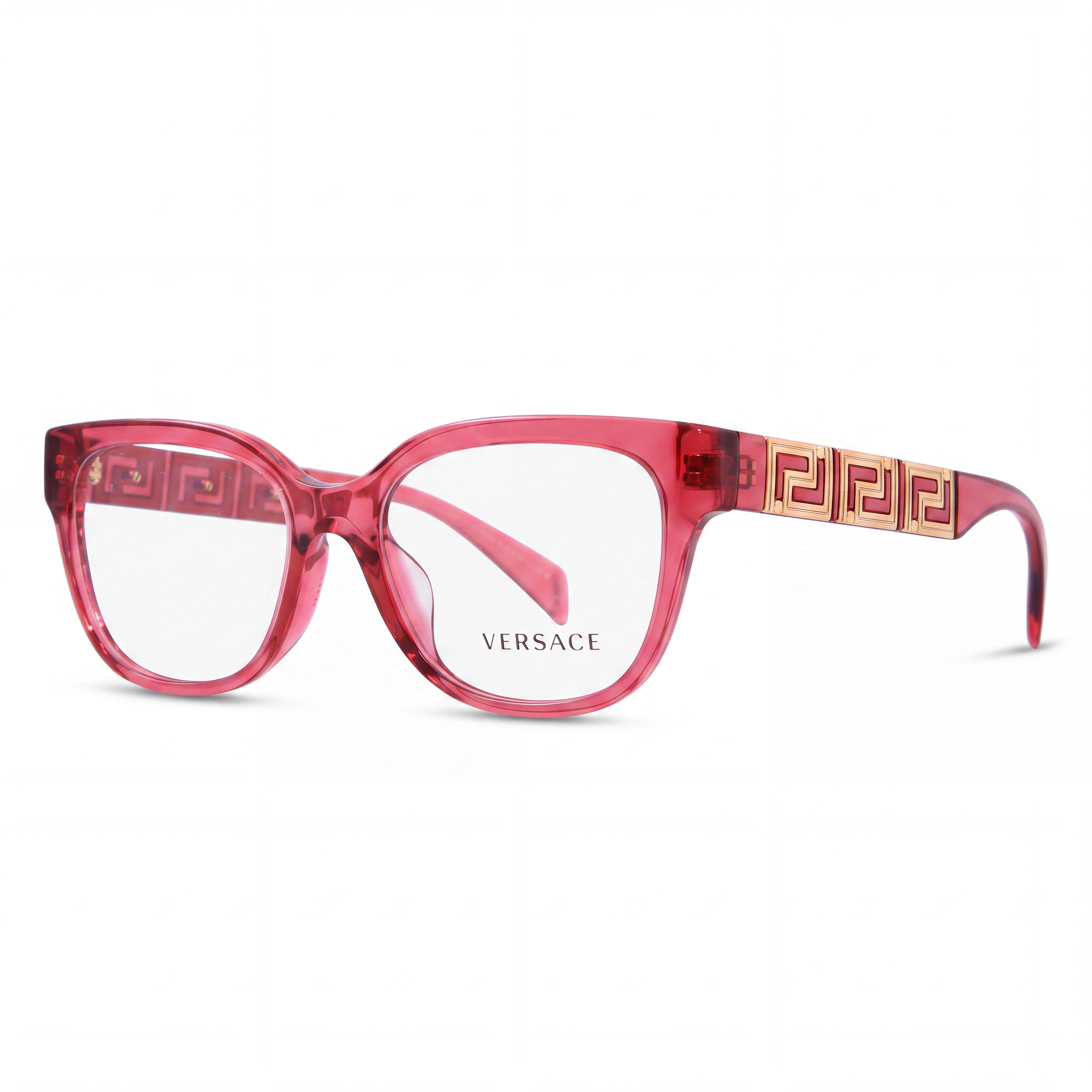 Versace Ve 3338 Women's Transparent Red Full Rim Square Acetate Clear Eyeglasses 52mm, Photo 1