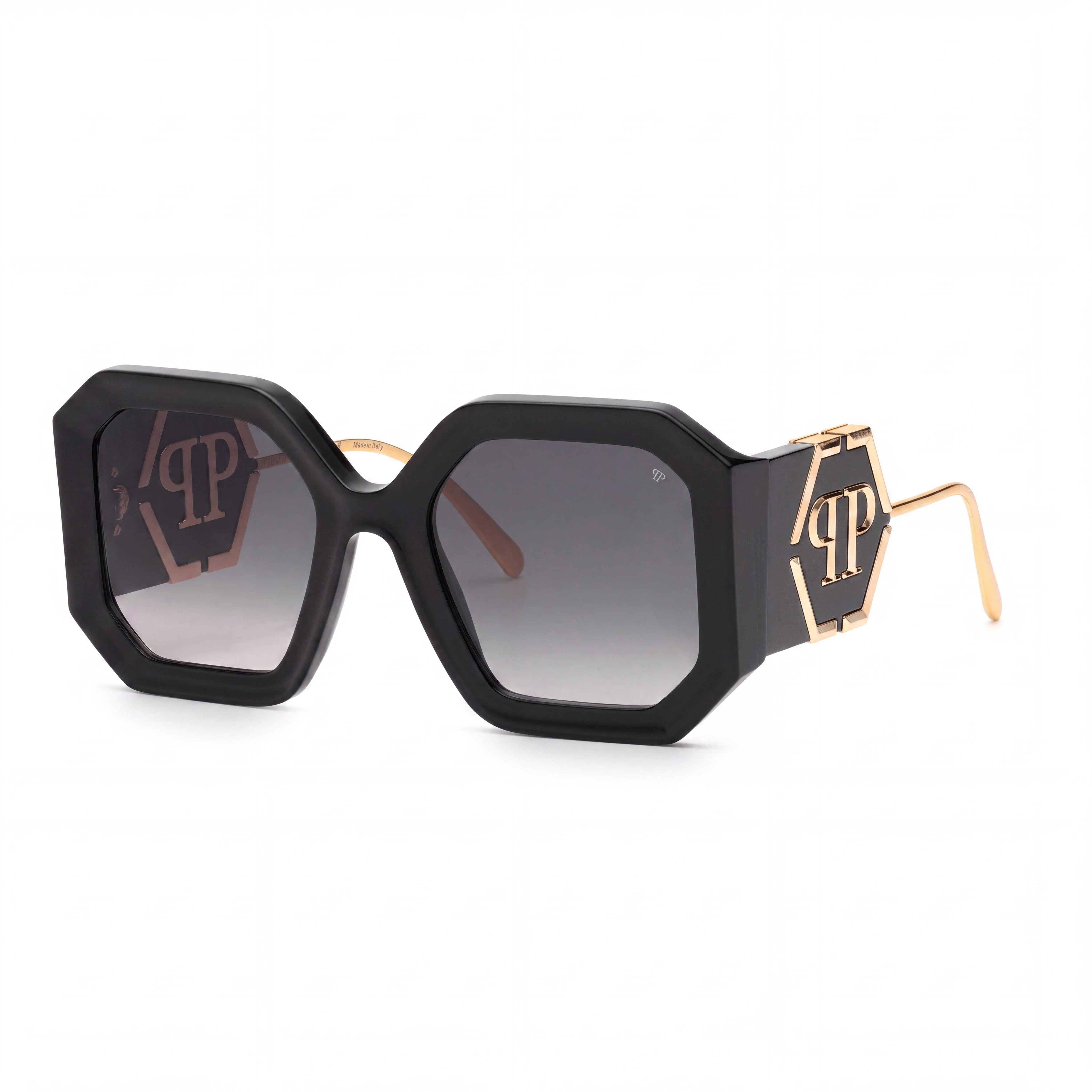 Gafas de sol Philipp Plein Spp067 para mujer con montura de acetato en negro brillante y lentes degradadas ahumadas de 54 mm, Photo 1