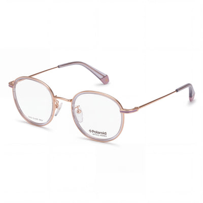 Polaroid PLD D366/F Gafas Unisex Redondas de Acero Inoxidable de Montura Completa Ajuste Asiático Dorado Púrpura 48-22-145