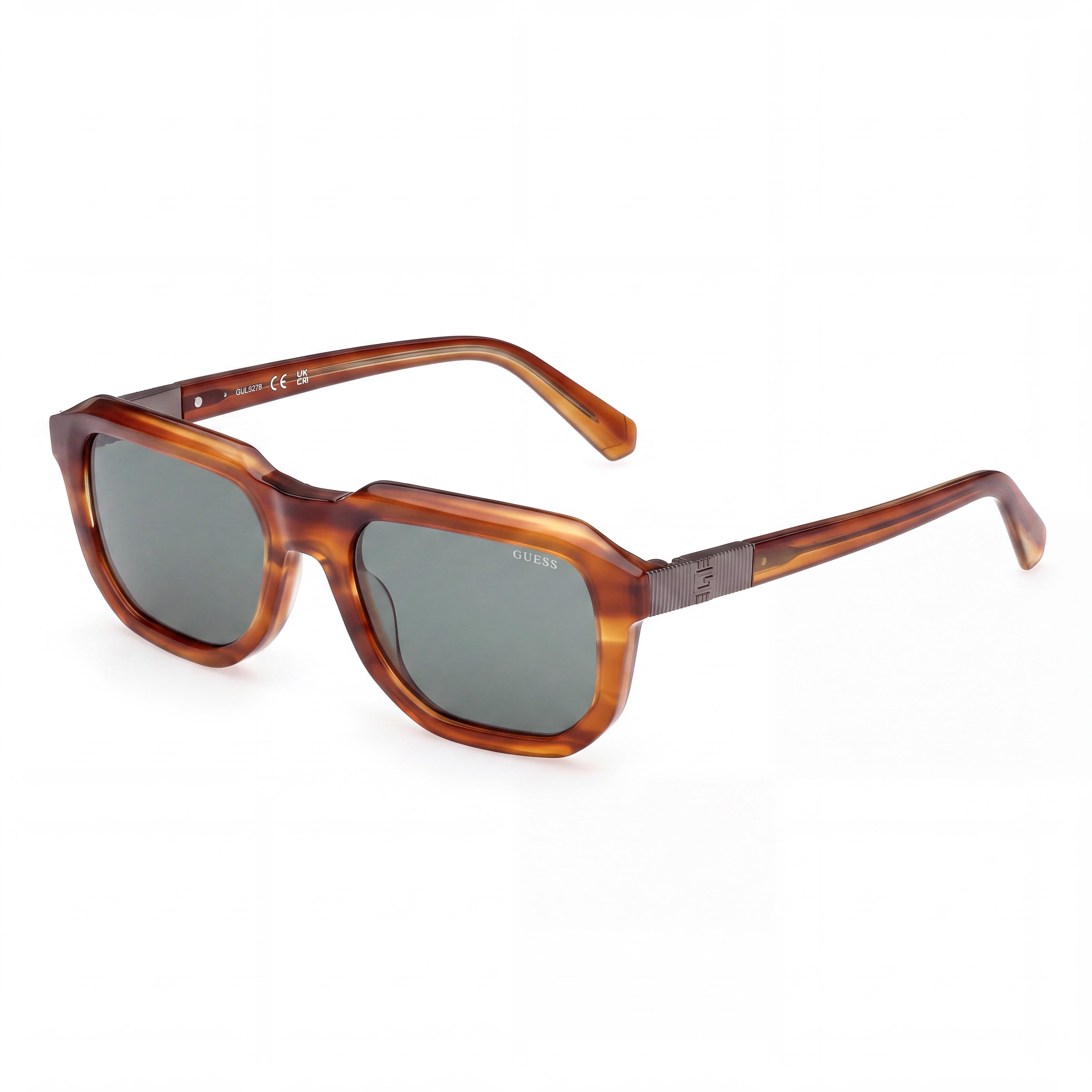 GUESS GU00278 Montura de cuerno marrón claro de plástico para hombre con lentes degradadas marrones claras de policarbonato de 53 mm, Photo 1