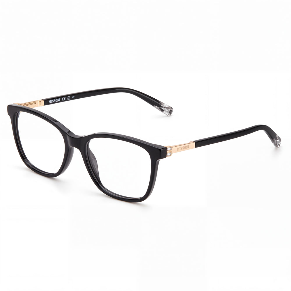 M Missoni Modern Women's Eyewear with Black Acetate Frame and Black Polycarbonate Lenses, 53mm Lens Width