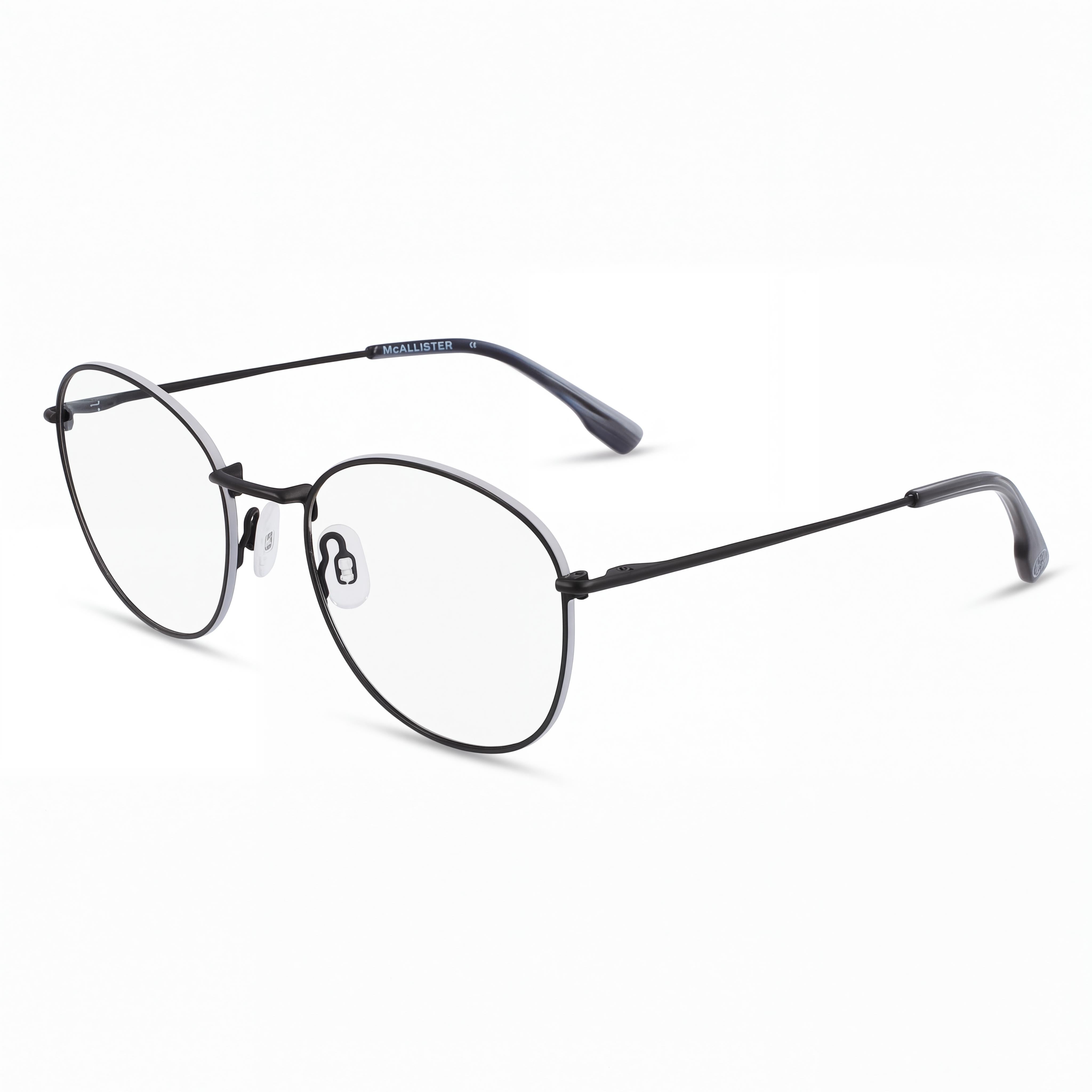 MCALLISTER Mc4500 Men's Eyewear - Black Metal Frame, Clear Polycarbonate Lenses, 52mm, Photo 1
