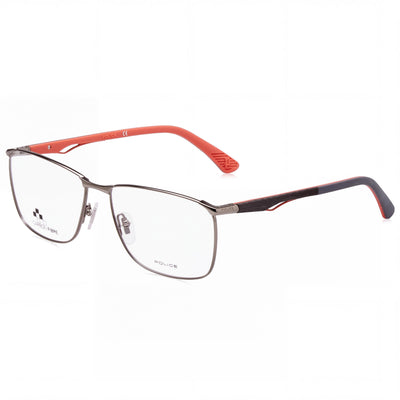 Police Classic Men's Eyeglasses with Metal Frame in Total Shiny Ruthenium Finish, 57mm Lens Width