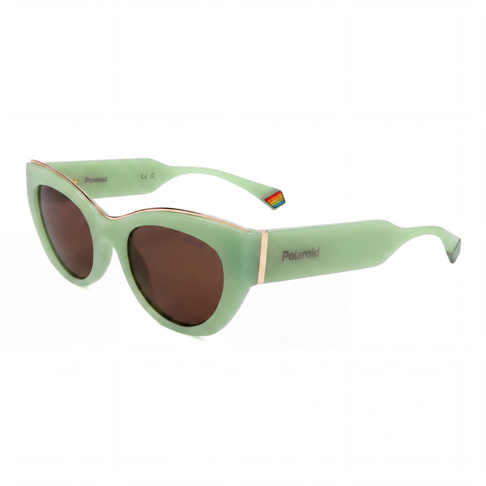 Polaroid Women's Casual Frosted Green Polycarbonate UV Protection Sunglasses, Bronze Lenses 50mm