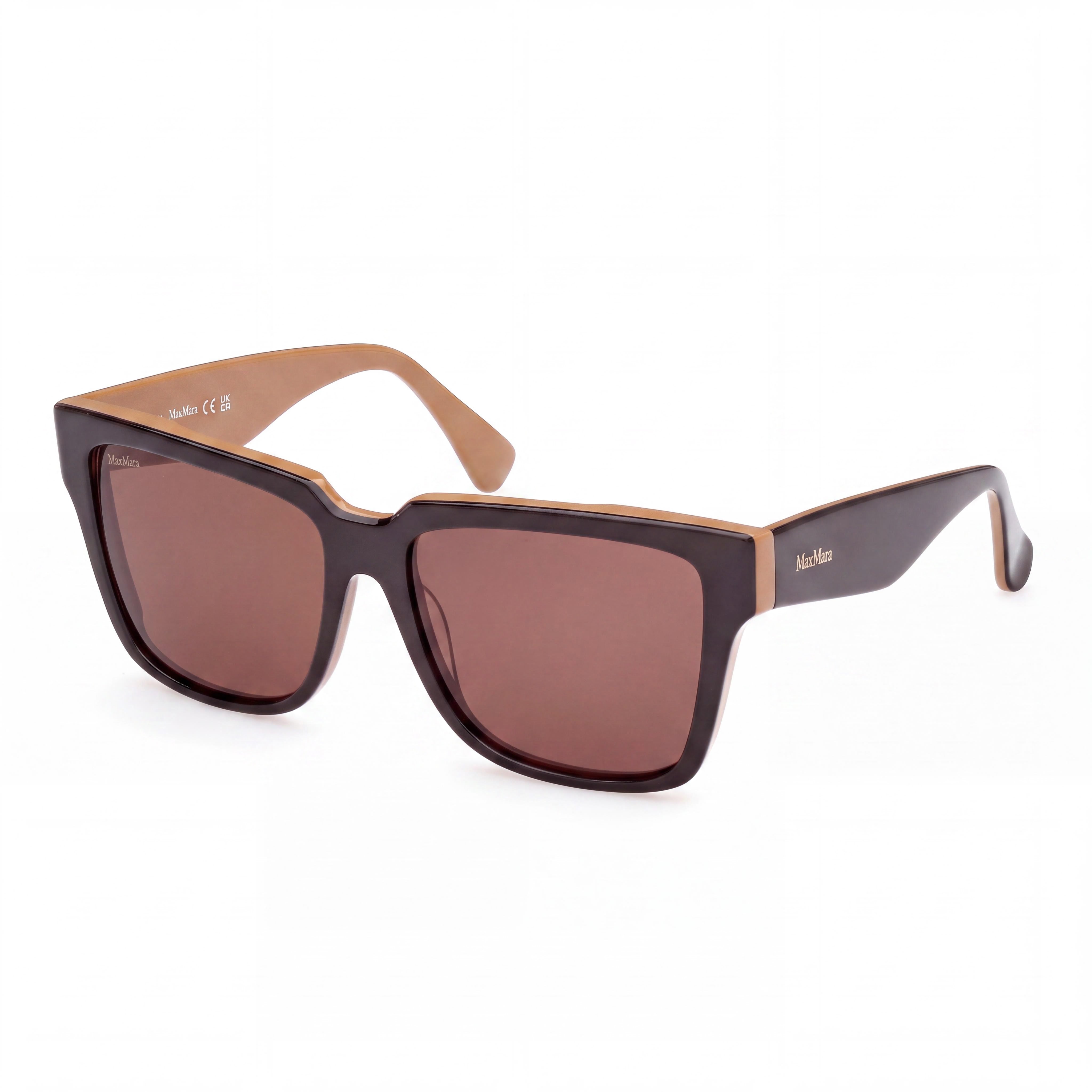 MaxMara MM0078 Women's Dark Brown Frame Dark Brown Lens Sunglasses, Lens 57mm, Bridge 16mm, Temple 140mm, Photo 1