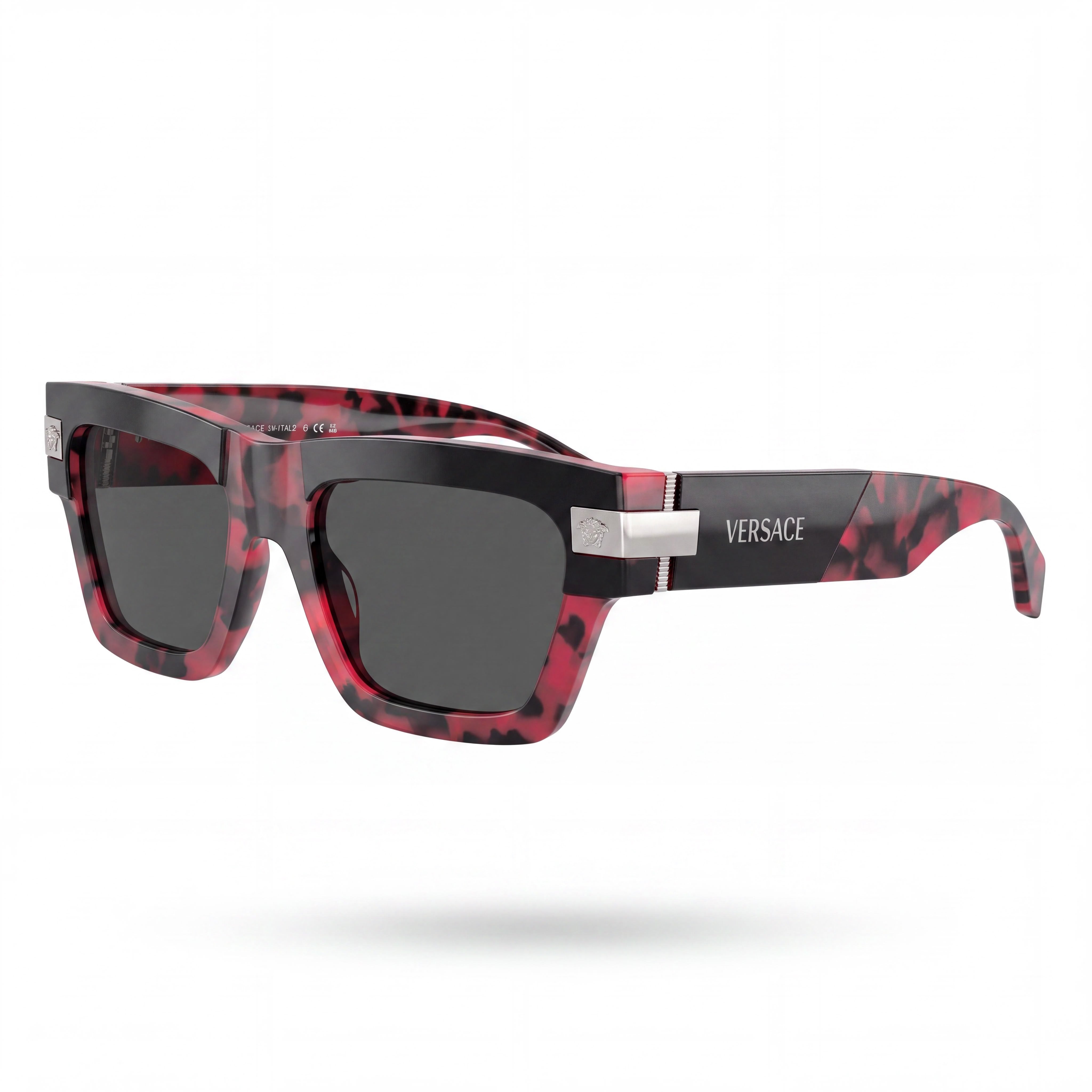 Versace Ve4464f Men's Black Red Havana Acetate UV Protection Sunglasses 55mm, Photo 1